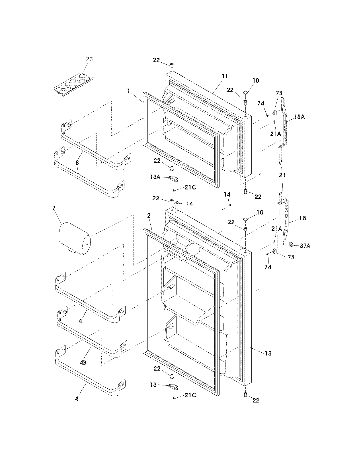 Kenmore 25371754801 door diagram