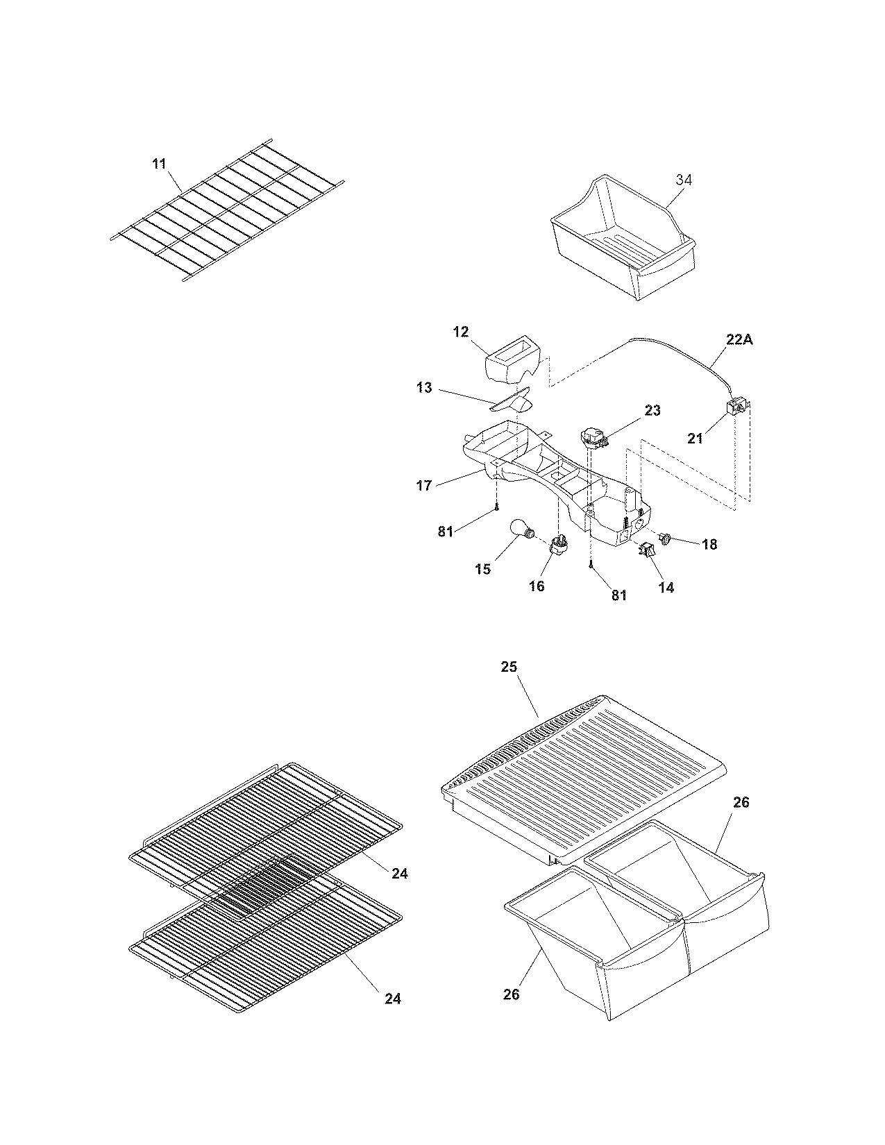 Kenmore 25371754801 shelves diagram