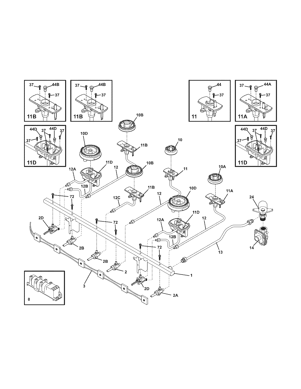 Electrolux E36GC76GPS1 burner diagram