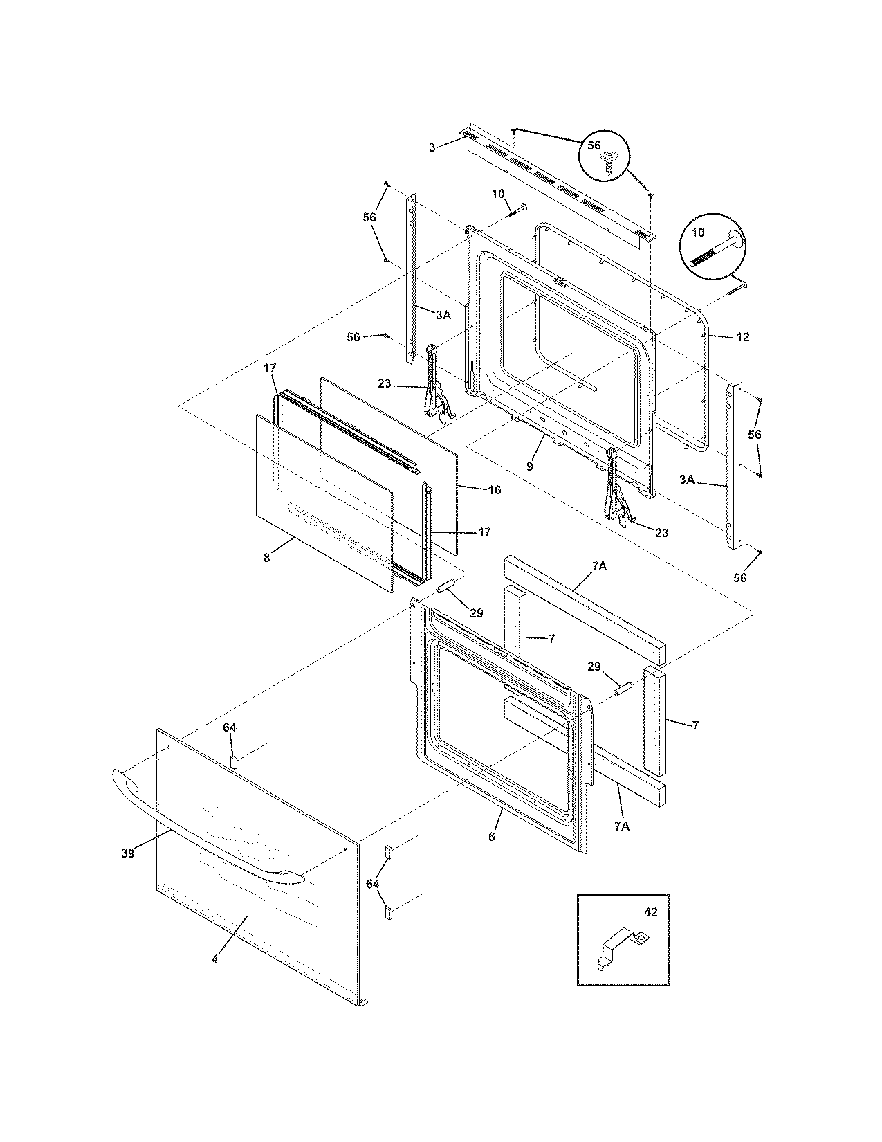 Frigidaire FEB30S5DBG door diagram