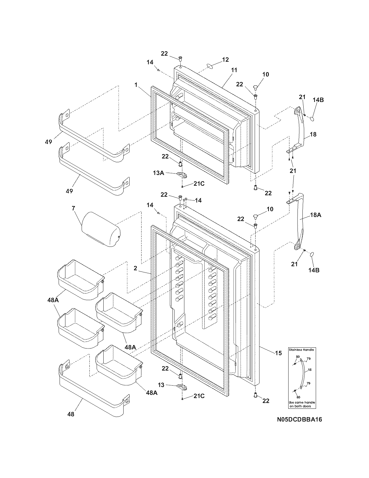 Frigidaire FRT18IL6JW1 door diagram