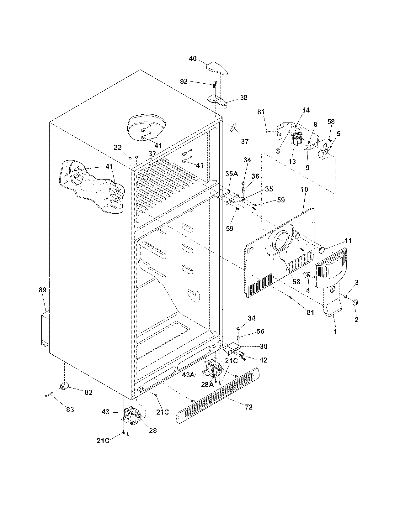 Frigidaire FRT18IL6JW1 cabinet diagram