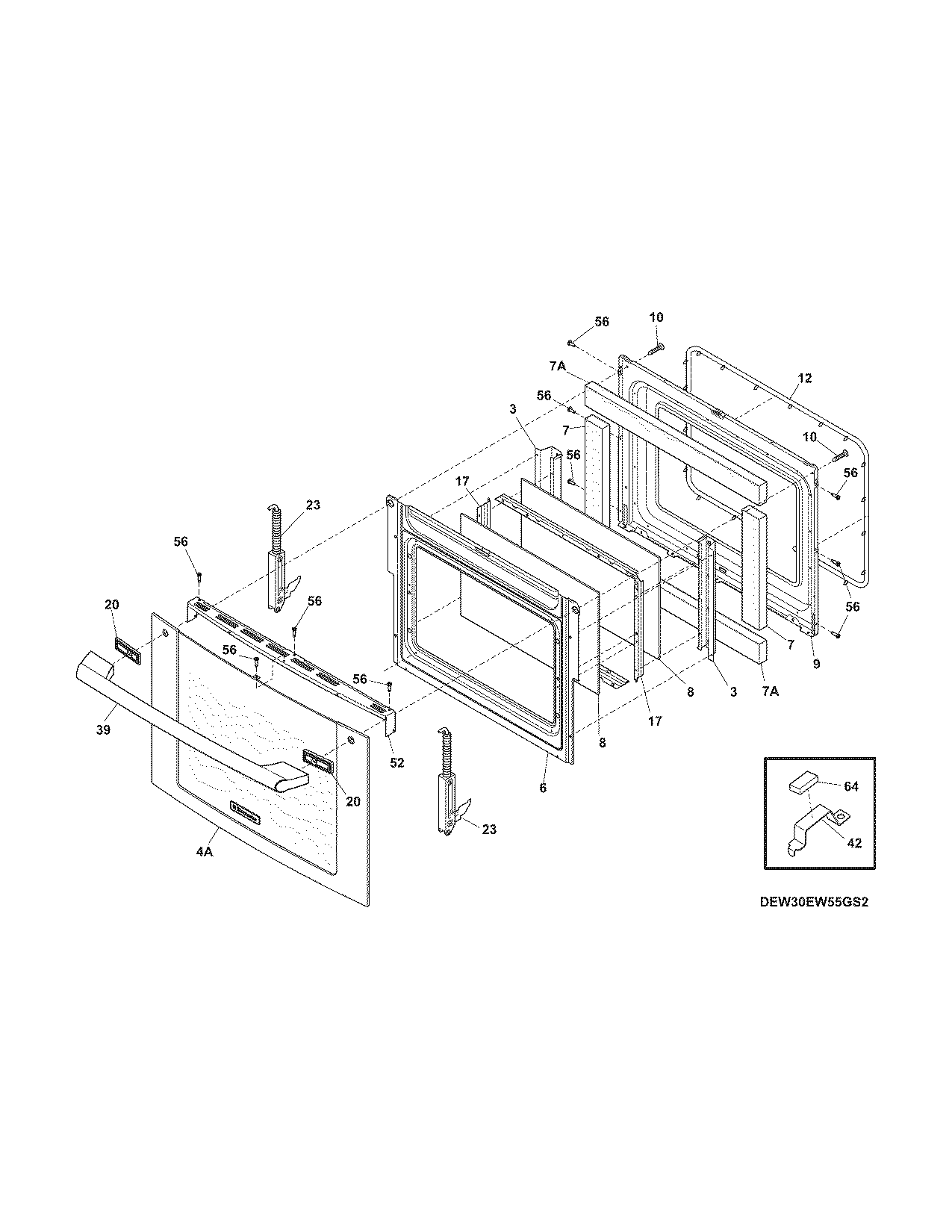 Electrolux EW30EW55GS3 door diagram