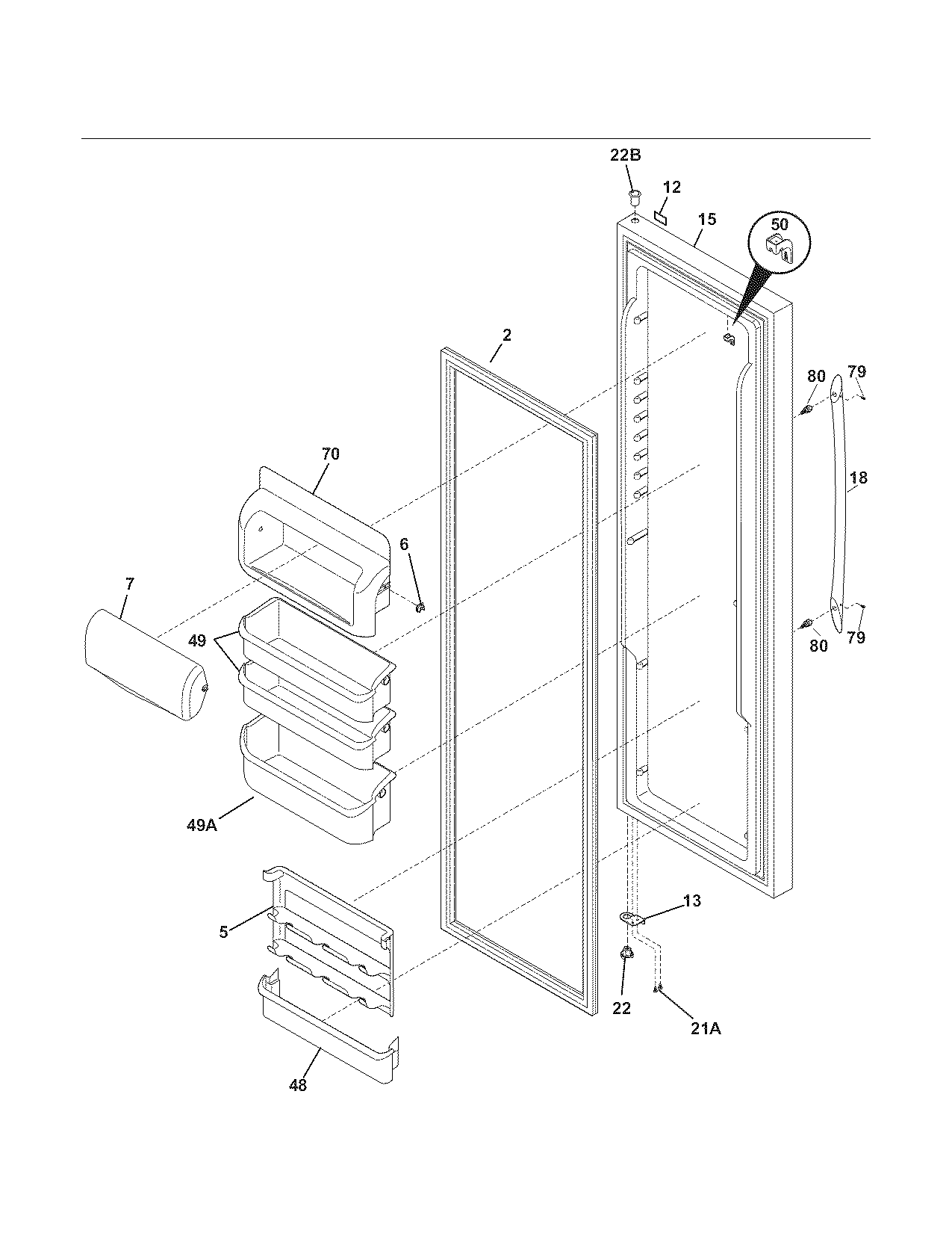 Kenmore Elite 25344483703 refrigerator door diagram