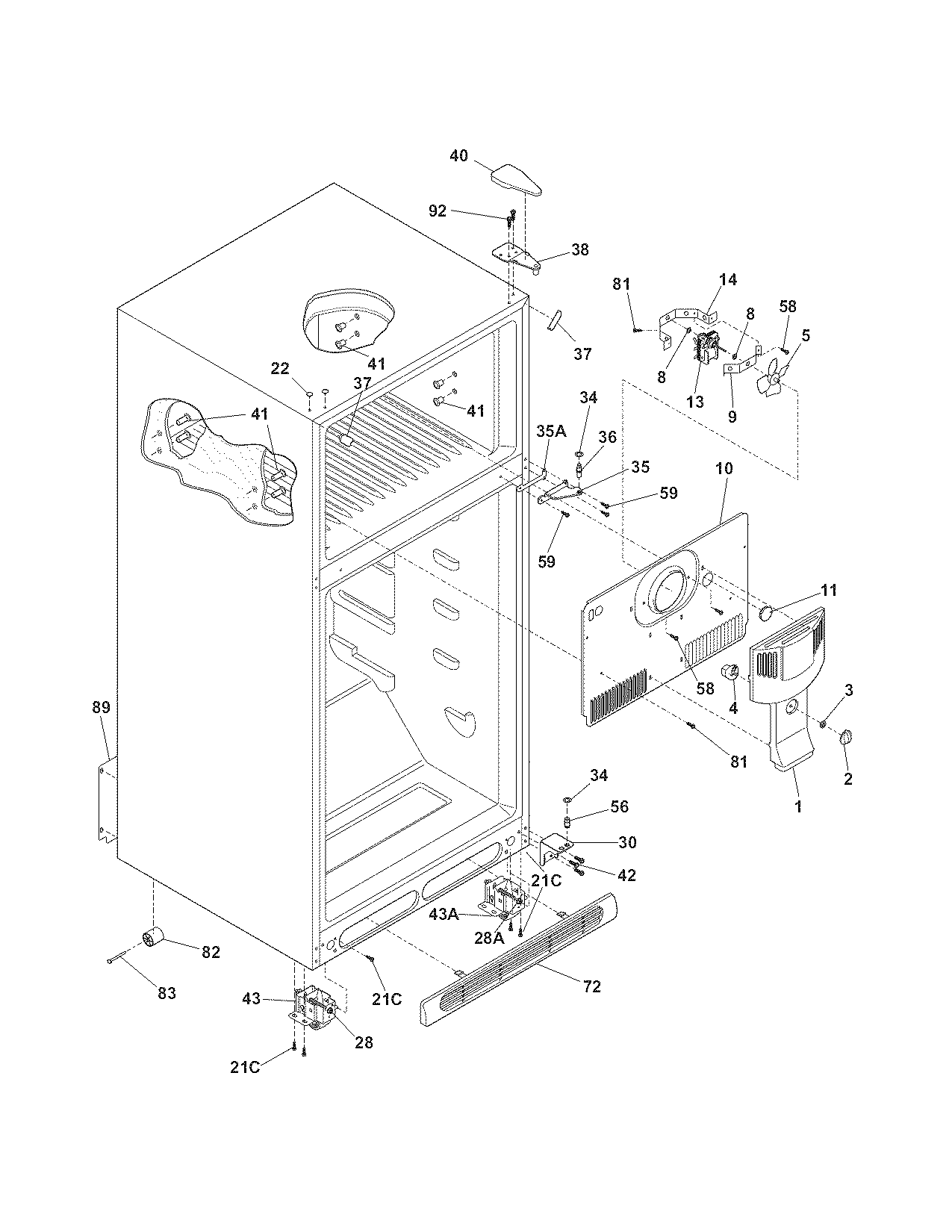 Kenmore 25378989801 cabinet diagram