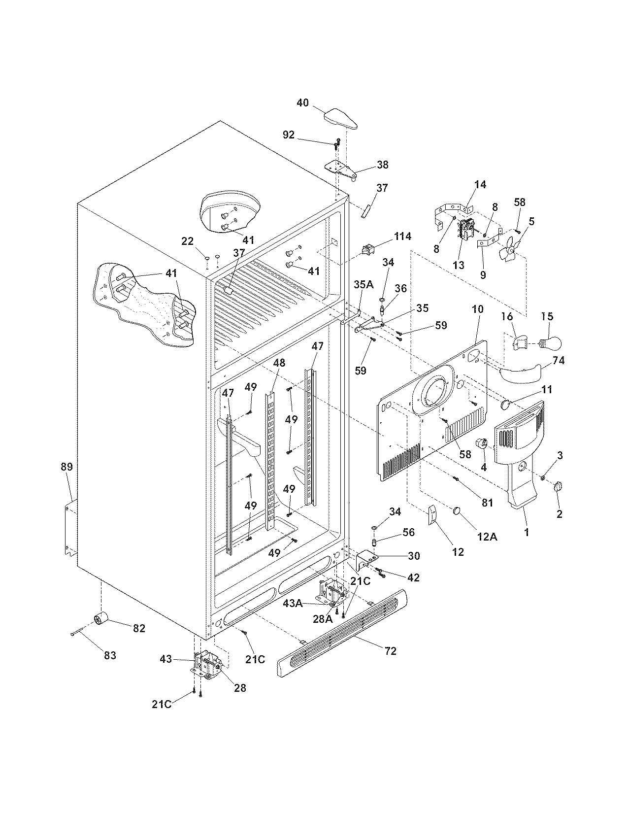 Kenmore 25367959801 cabinet diagram