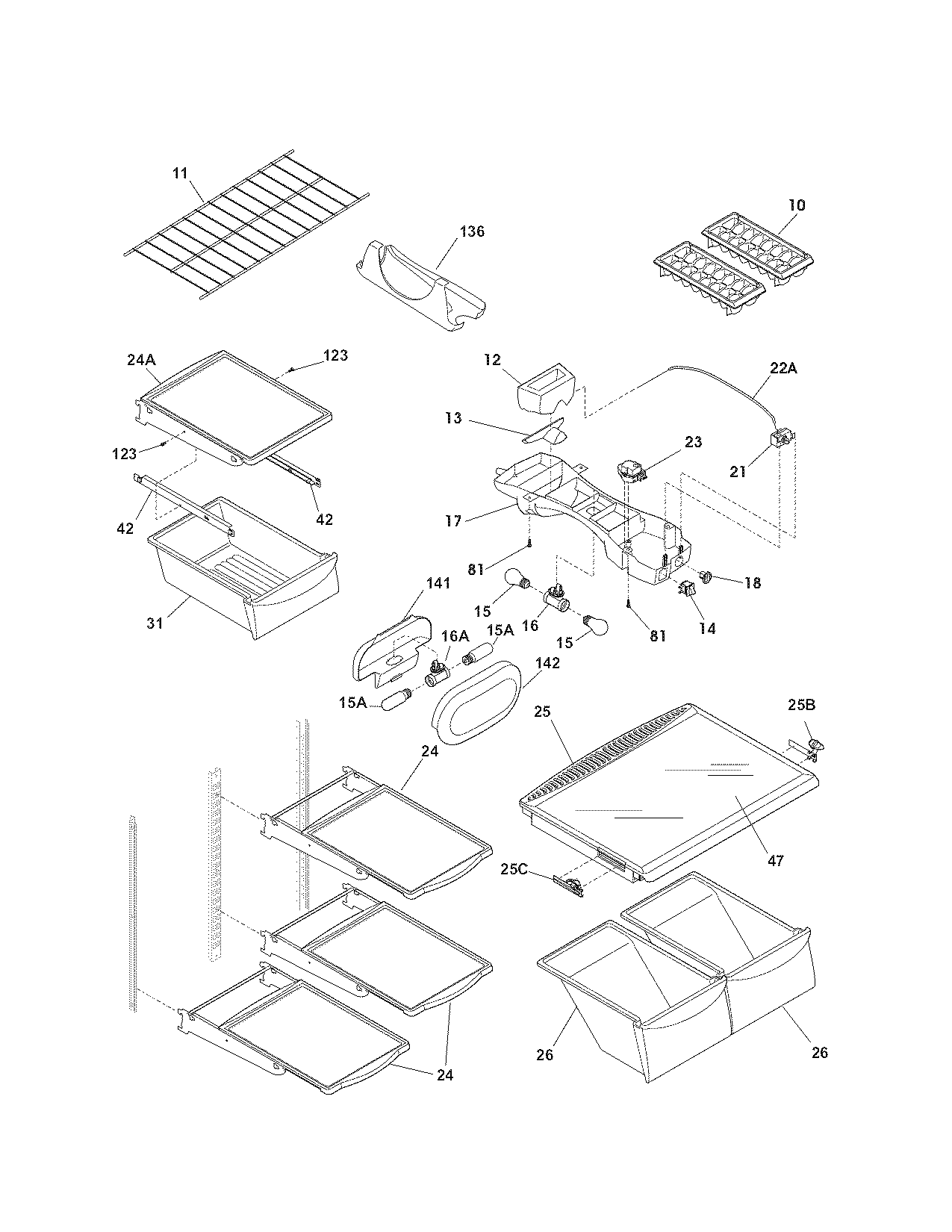 Kenmore 25367959801 shelves diagram
