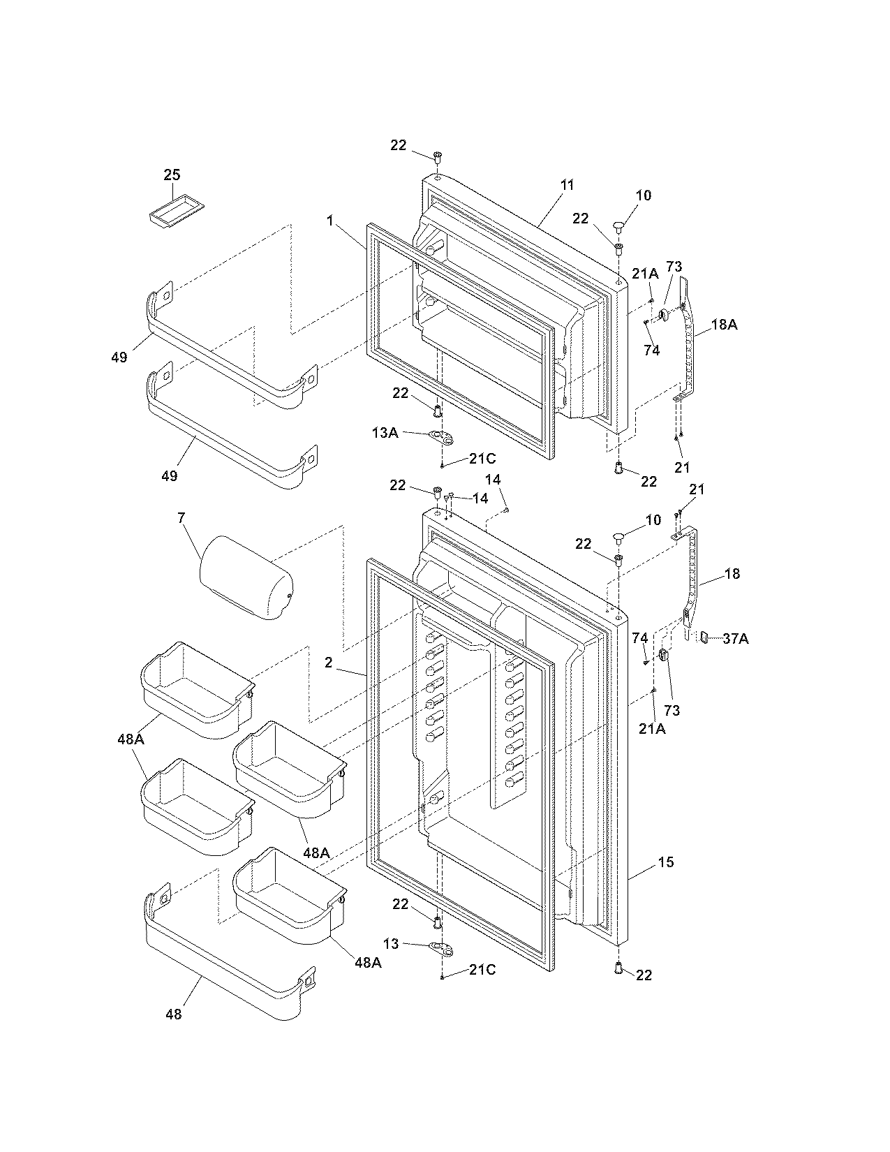 Kenmore 25378932801 door diagram