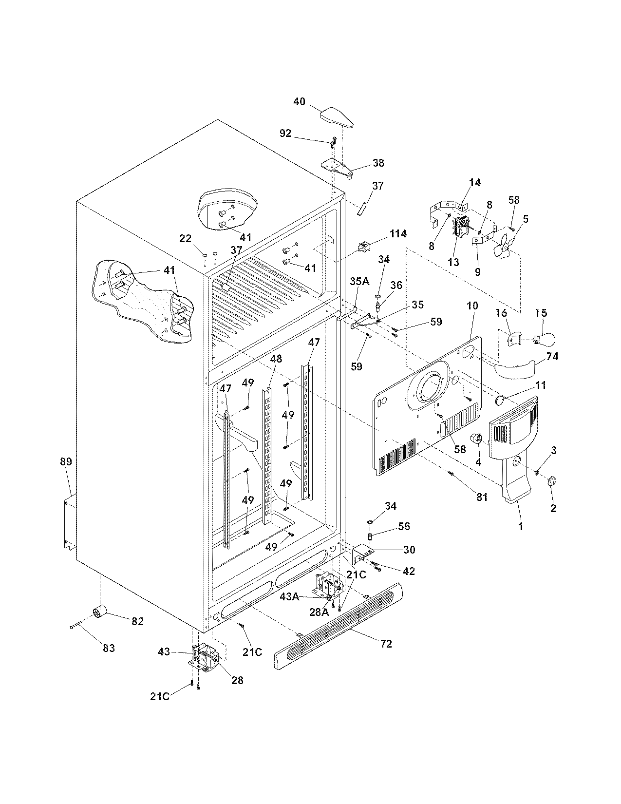 Kenmore 25378932801 cabinet diagram