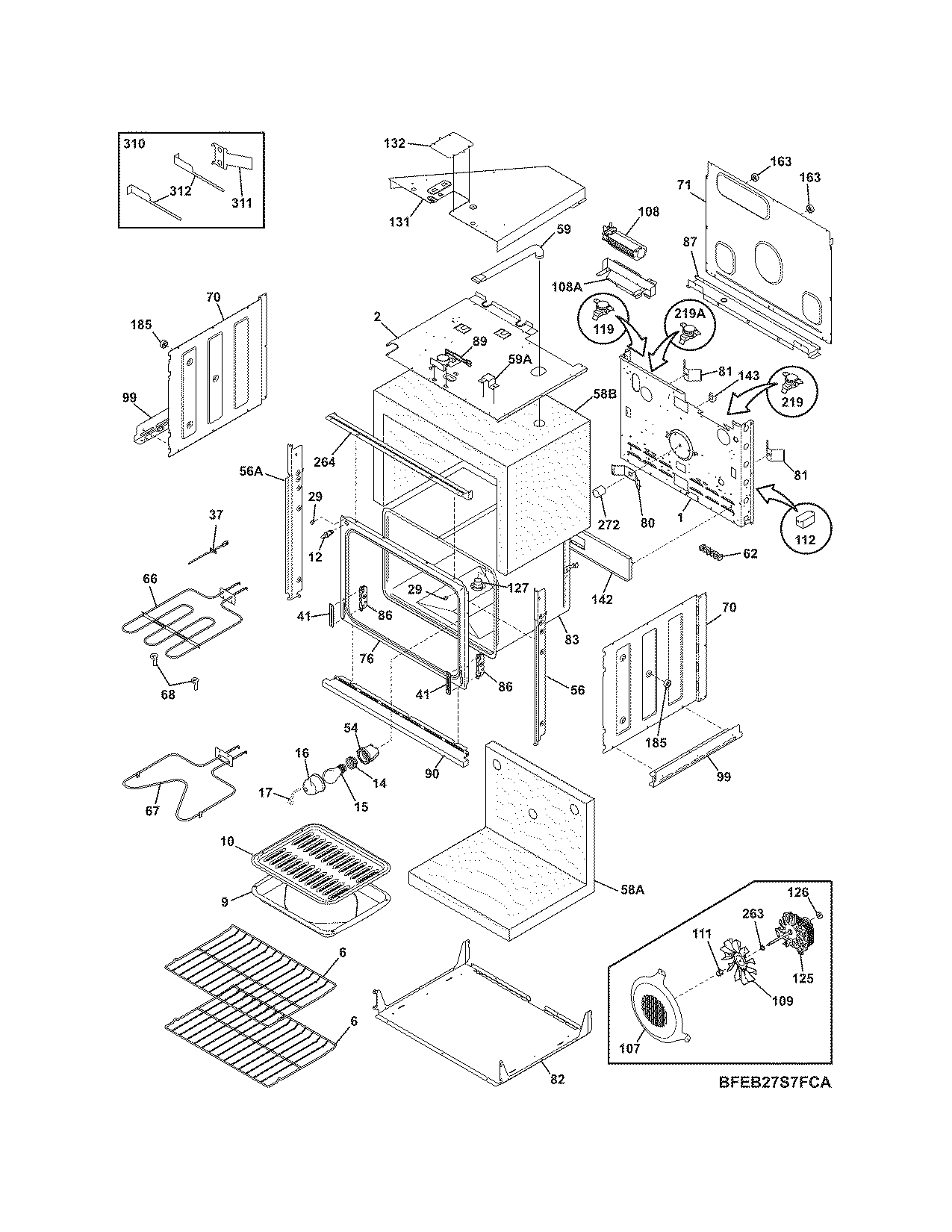 Frigidaire FEB27S7FCD body diagram