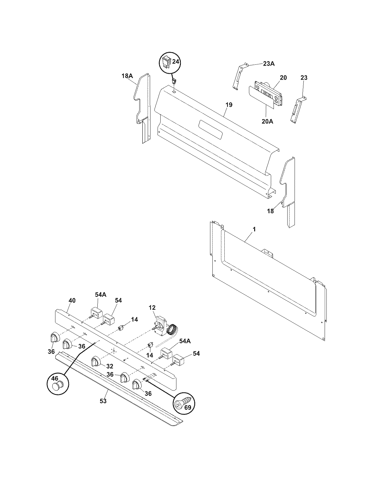Tappan TEF317BWG backguard diagram