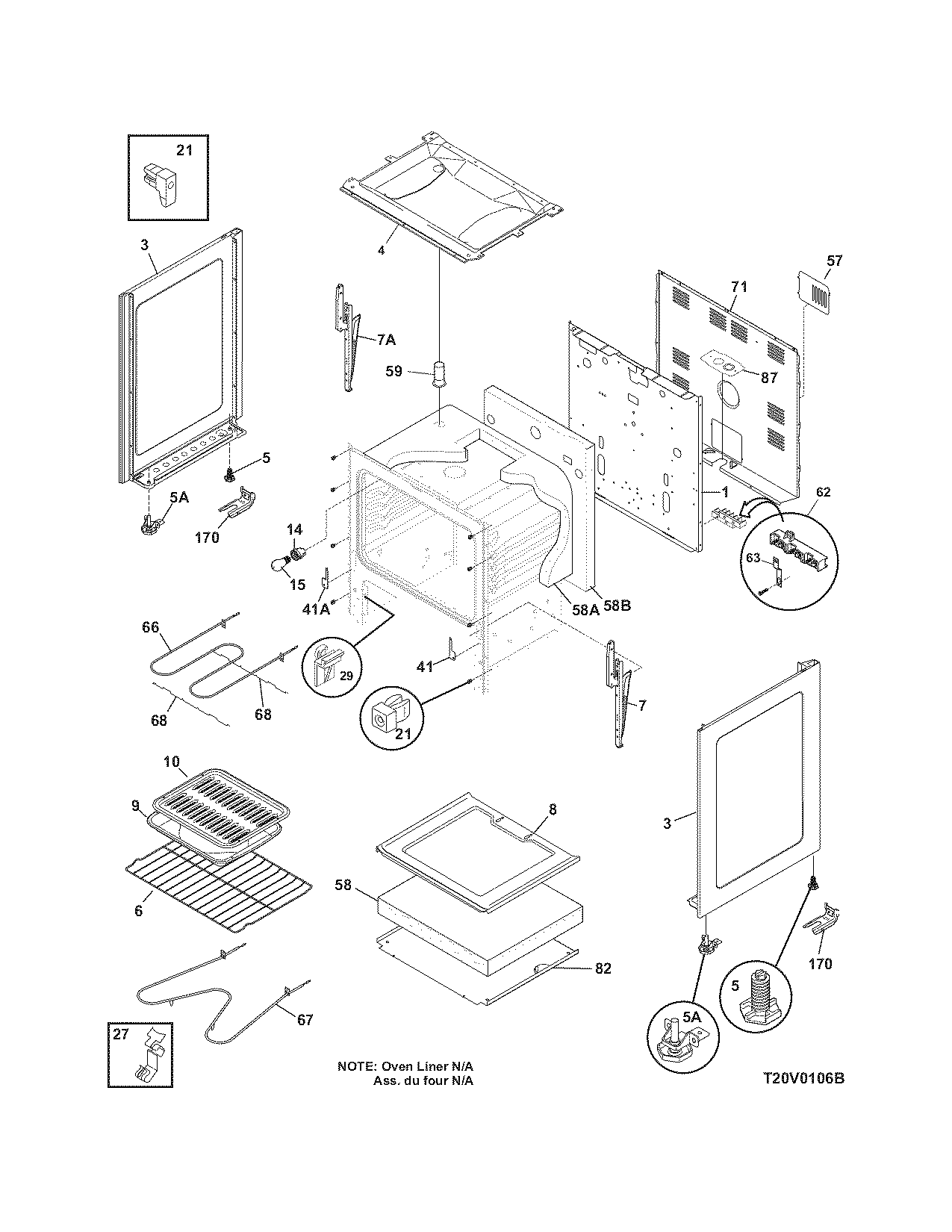 Tappan TEF317BWG body diagram