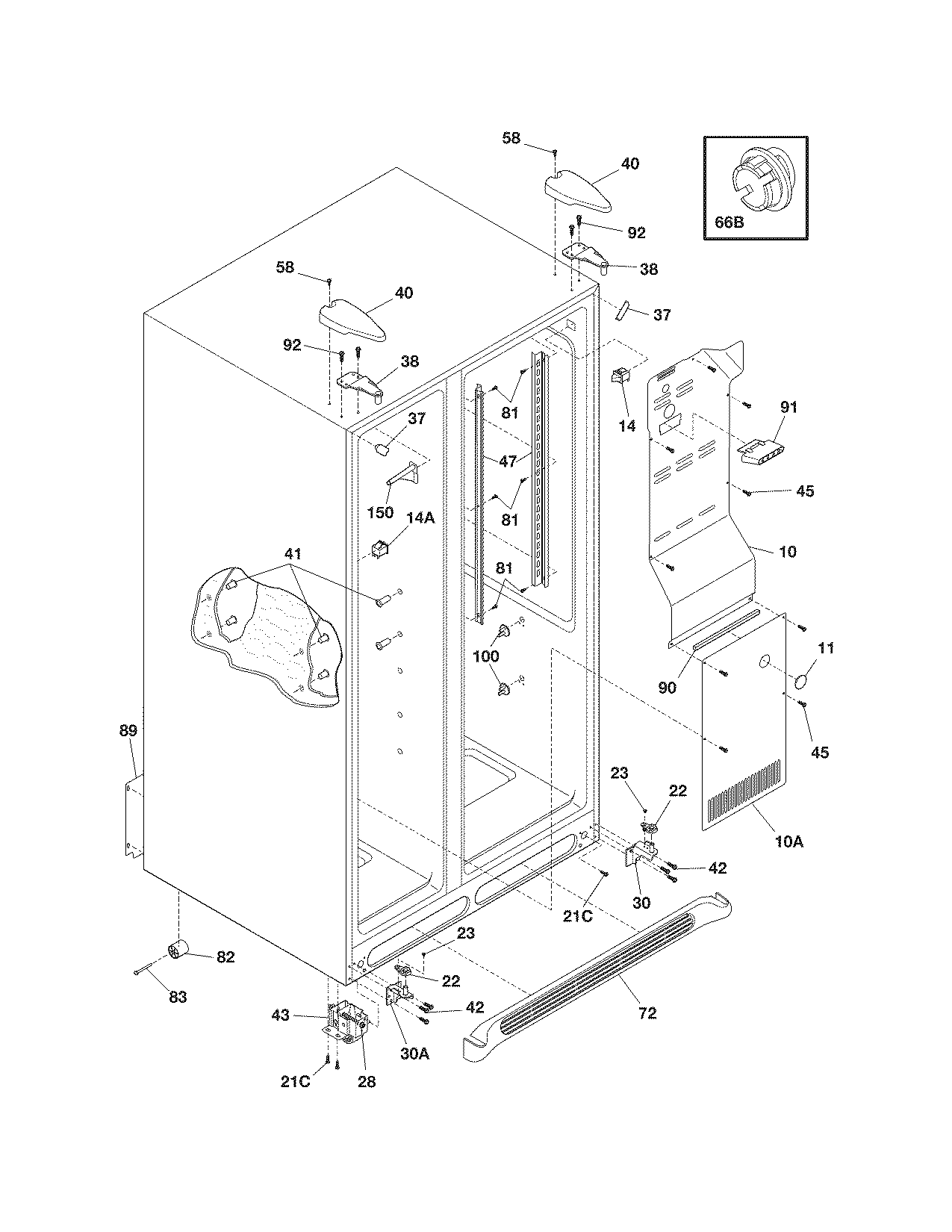 Frigidaire FRS3HR5JSB1 cabinet diagram