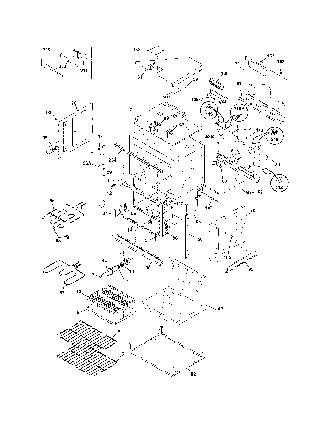 Frigidaire FEB30S5GCC body diagram