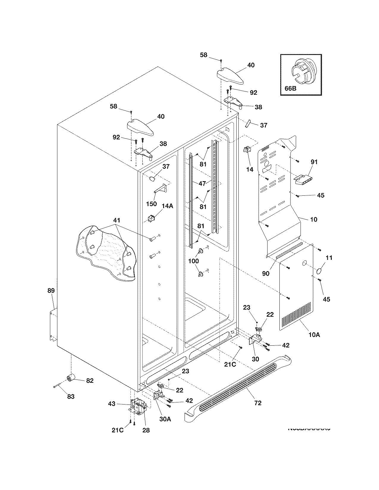 Frigidaire FRS3R5EMBD cabinet diagram