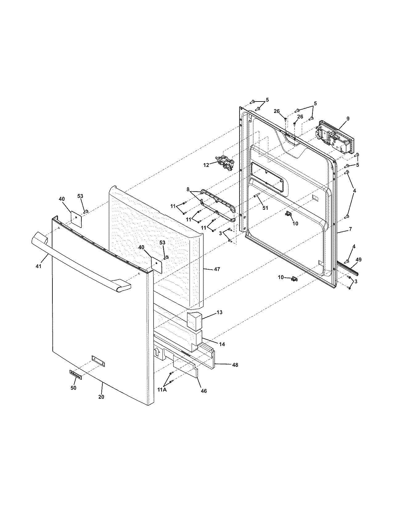 Electrolux EIDW6305GS1 door diagram