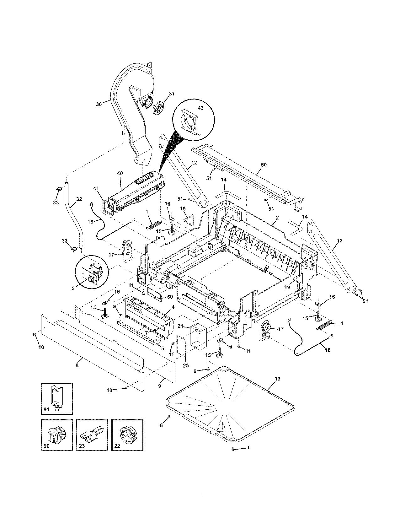 Electrolux EIDW6305GS1 lower frame diagram