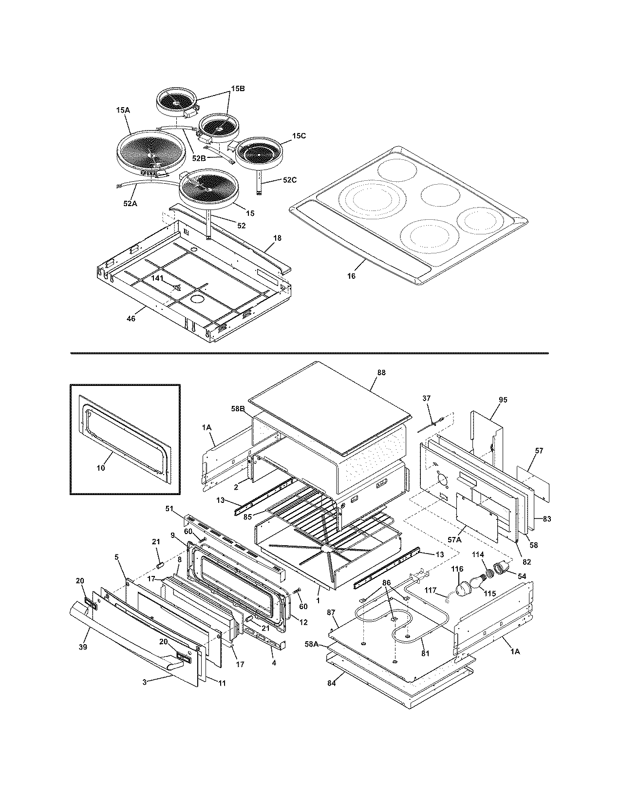 Electrolux EW30ES6CGB2 top/drawer diagram