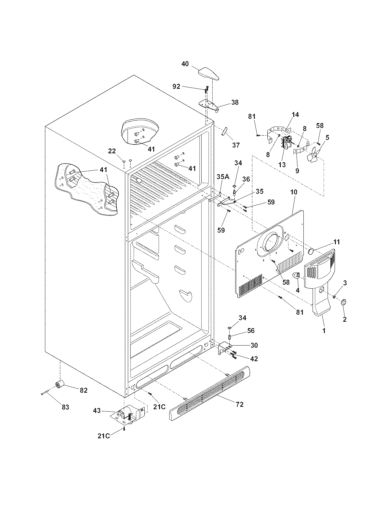 Kenmore 2537480240G cabinet diagram