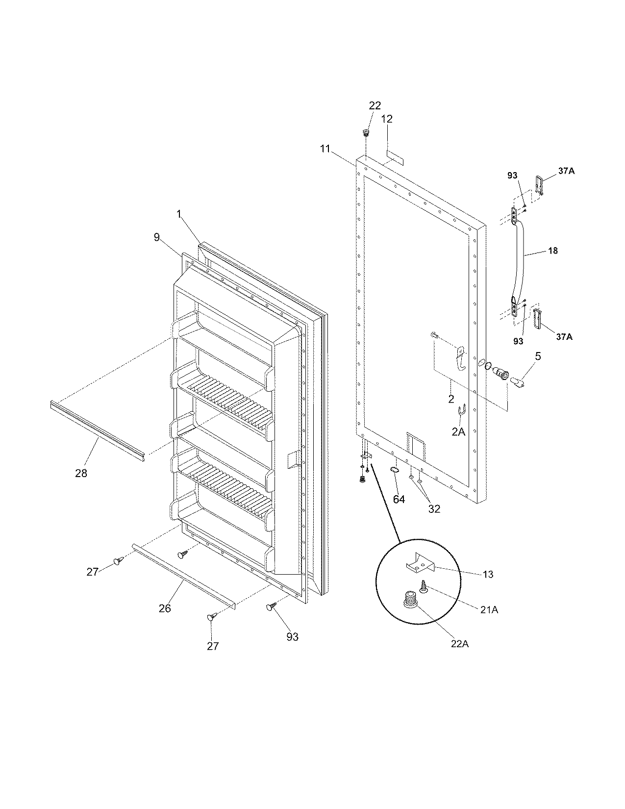 Frigidaire LFFU1424DW8 door diagram