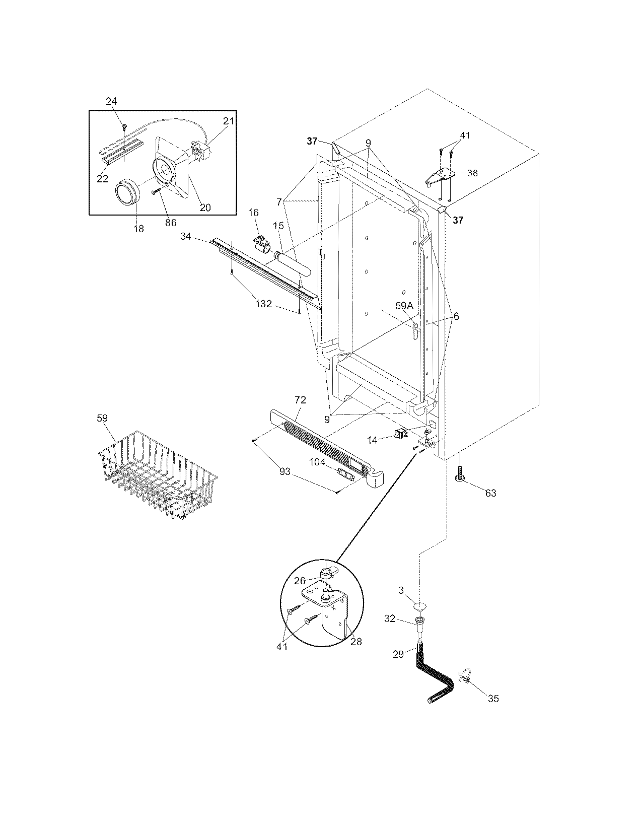 Frigidaire LFFU1424DW8 cabinet diagram