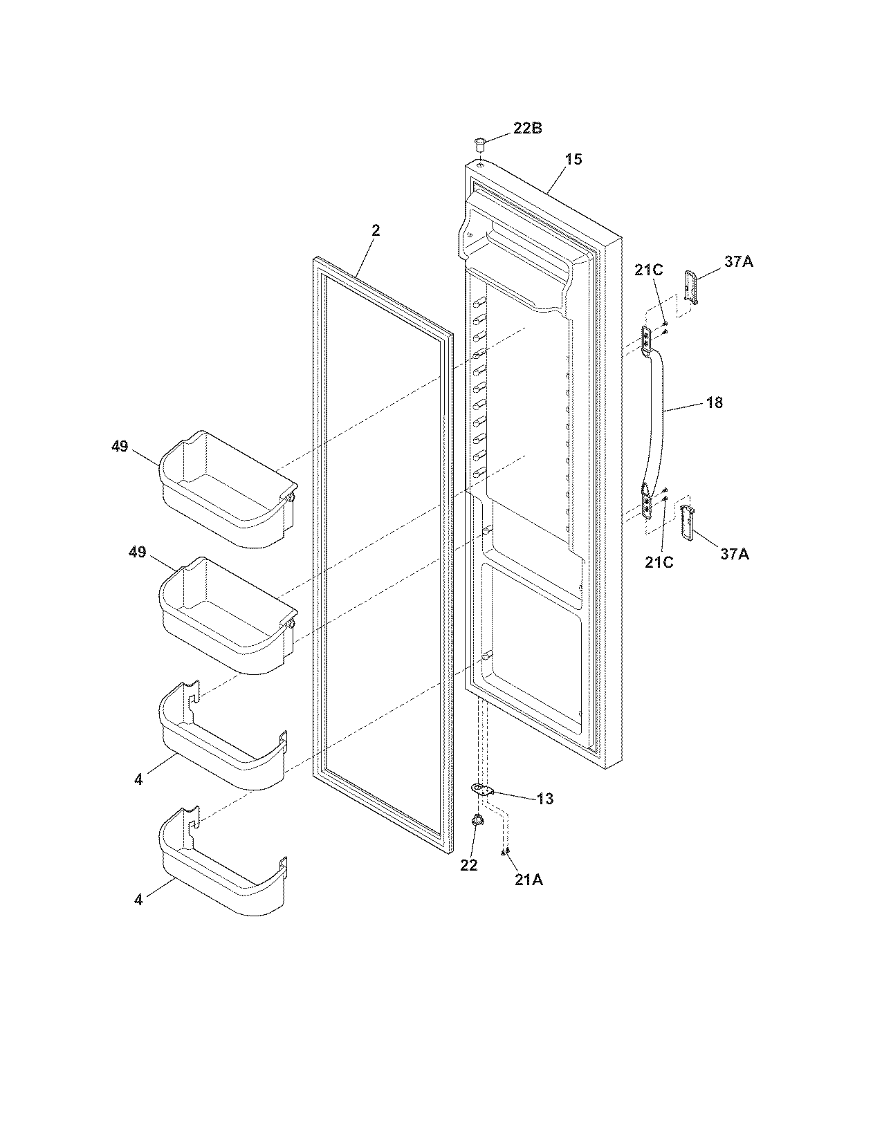 Frigidaire FRS6R3JW1 refrigerator door diagram