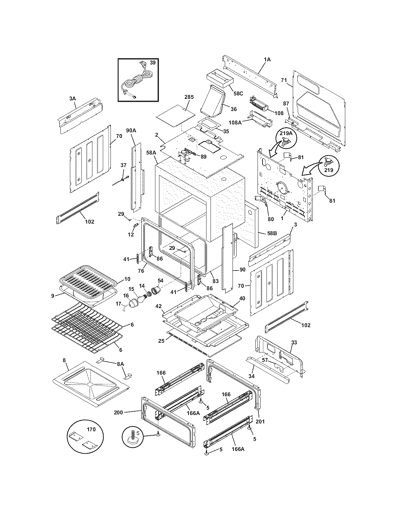 Frigidaire FGS365ESF body diagram
