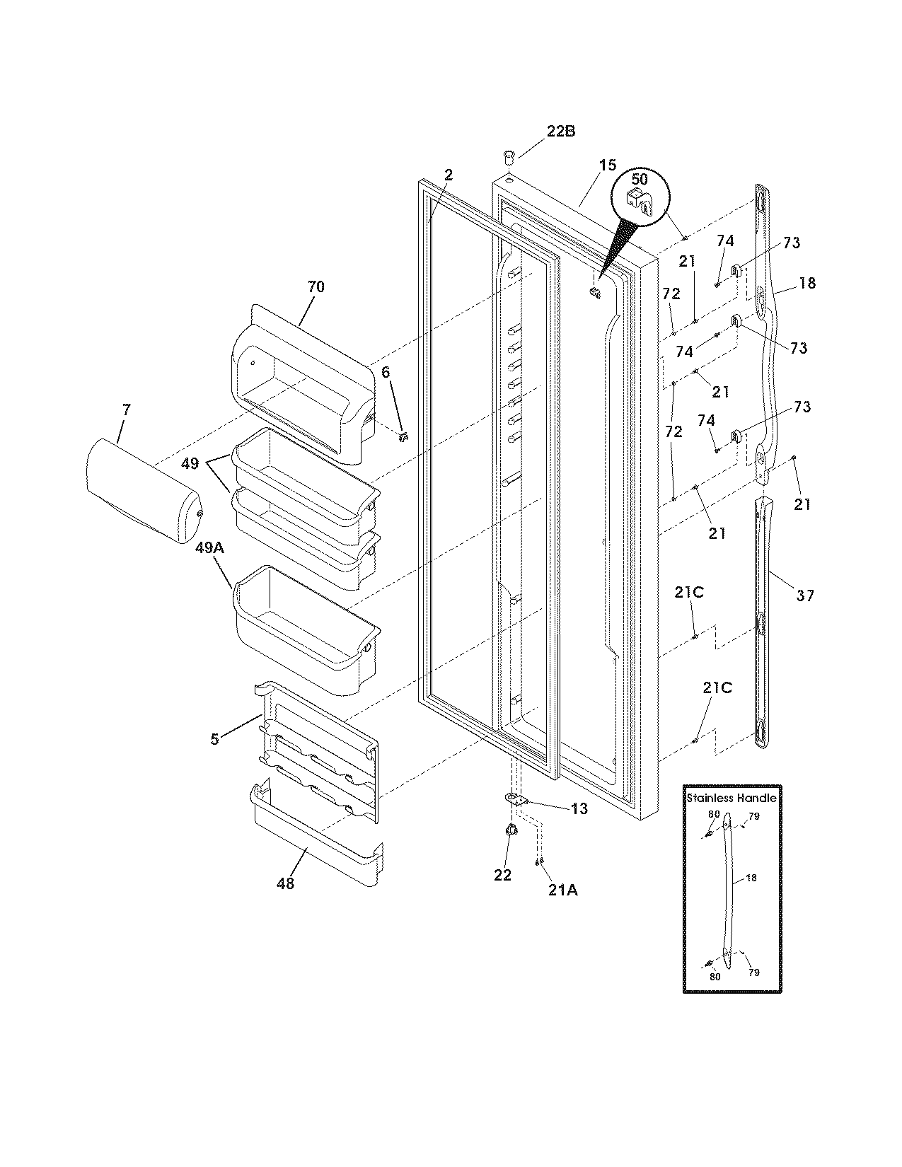 Frigidaire FSC23F7HW7 refrigerator door diagram