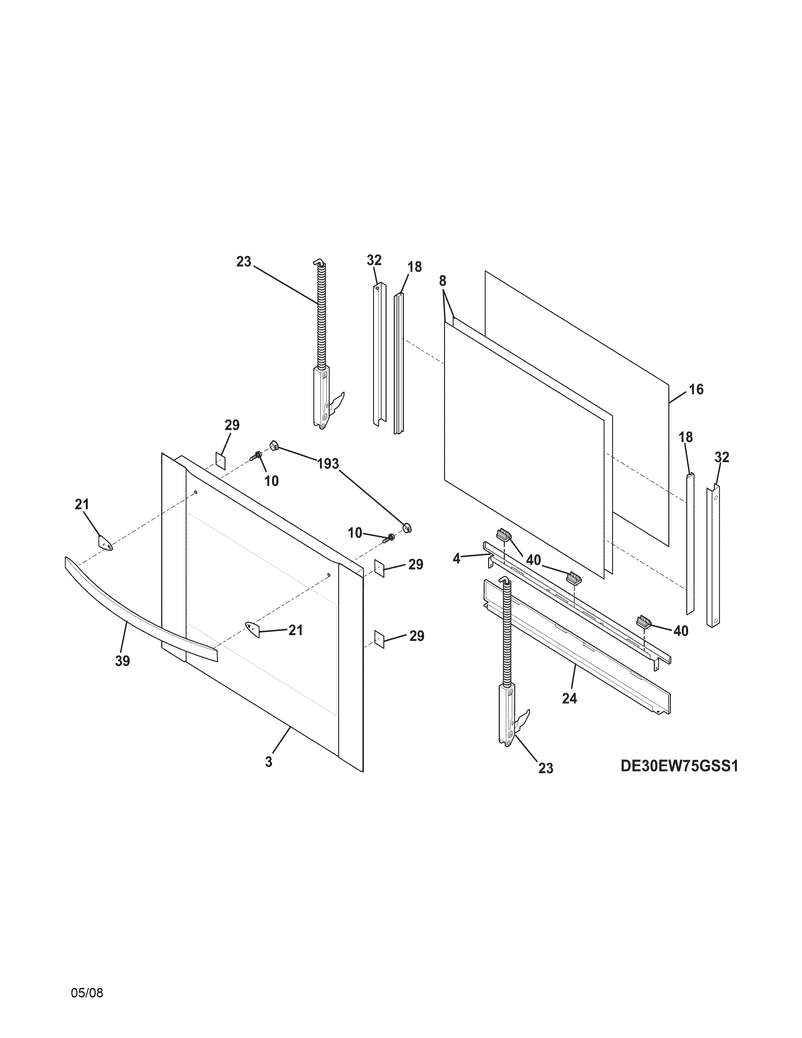 Electrolux E30EW75GSS1 door diagram