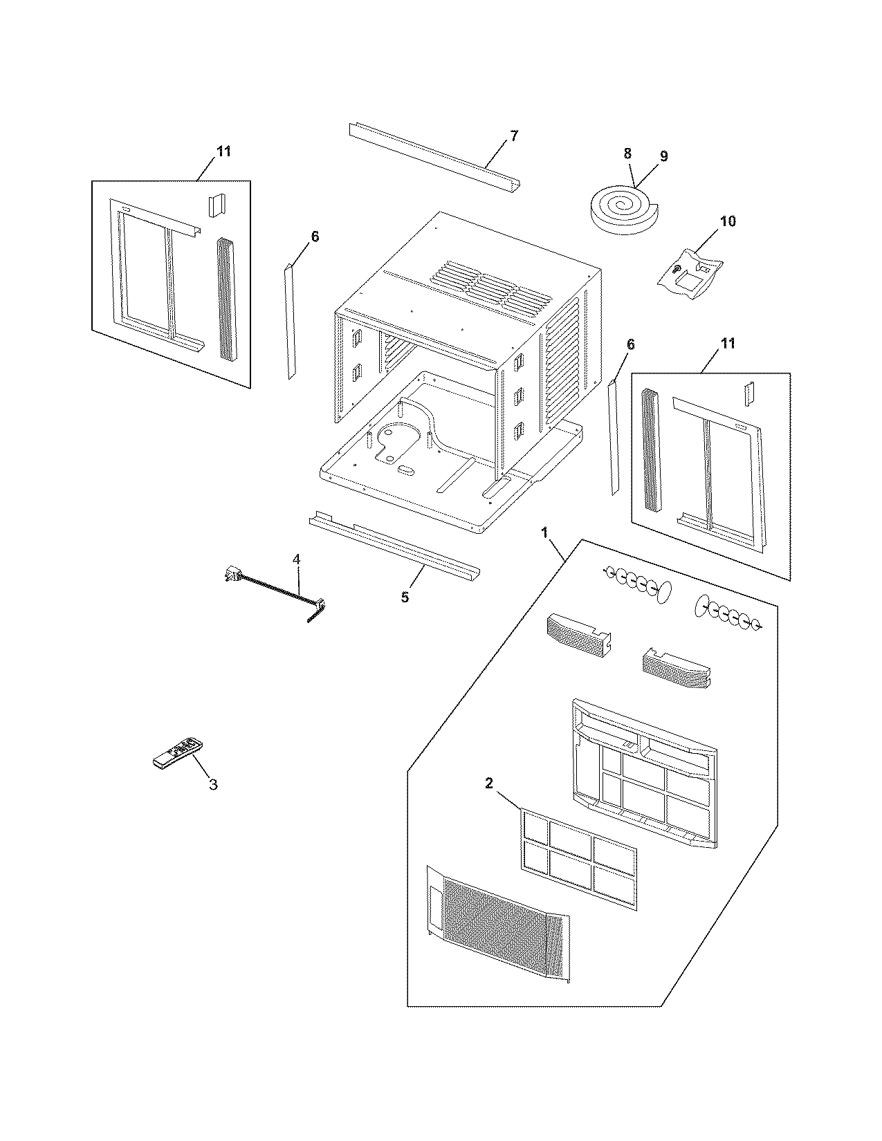 Frigidaire FAC106P1A15 recommended spare parts diagram