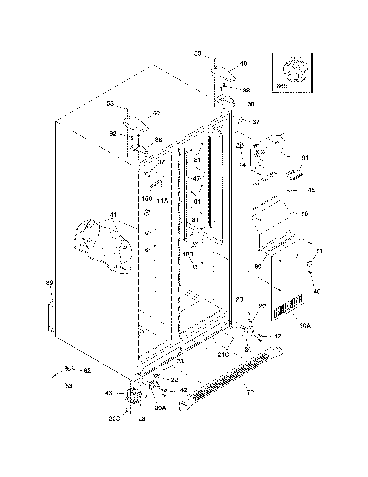 Frigidaire FRS26RC3JS1 cabinet diagram