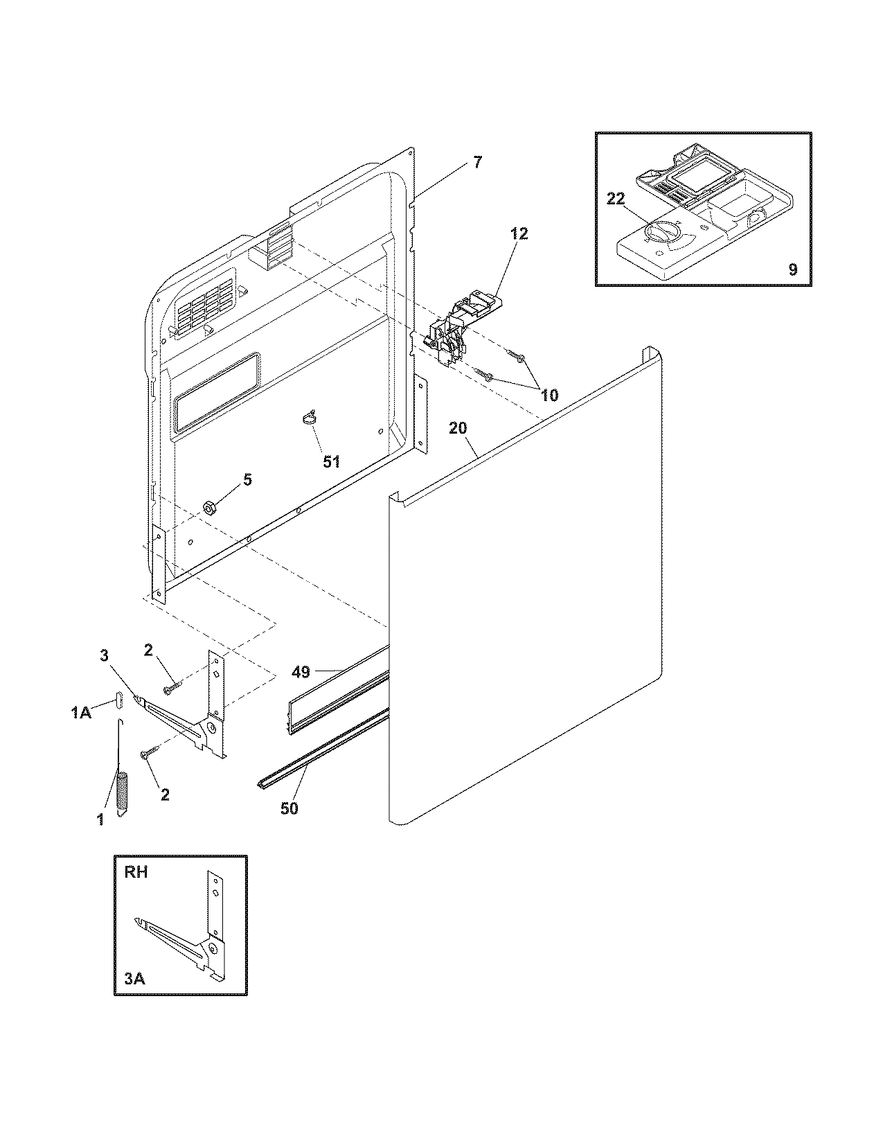 Frigidaire FDB700BFB1 door diagram