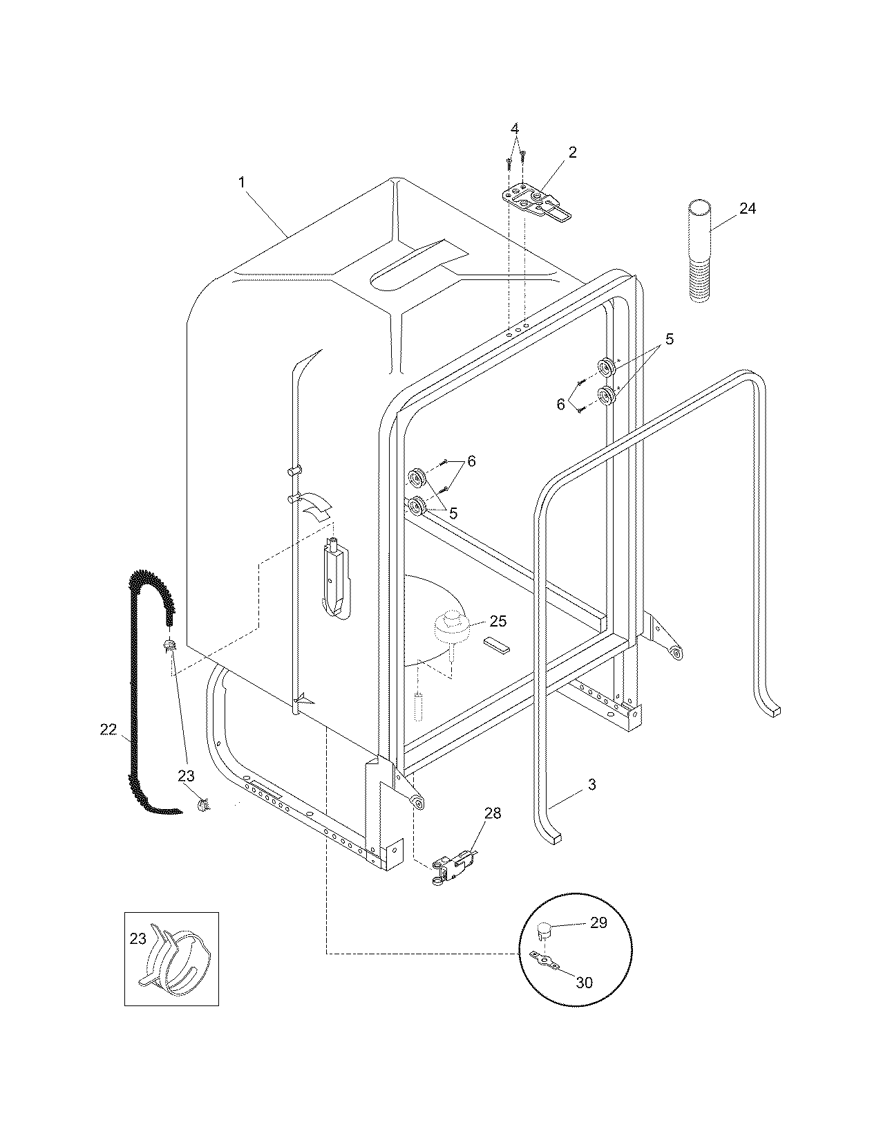 Frigidaire FDB1050REM3 tub diagram