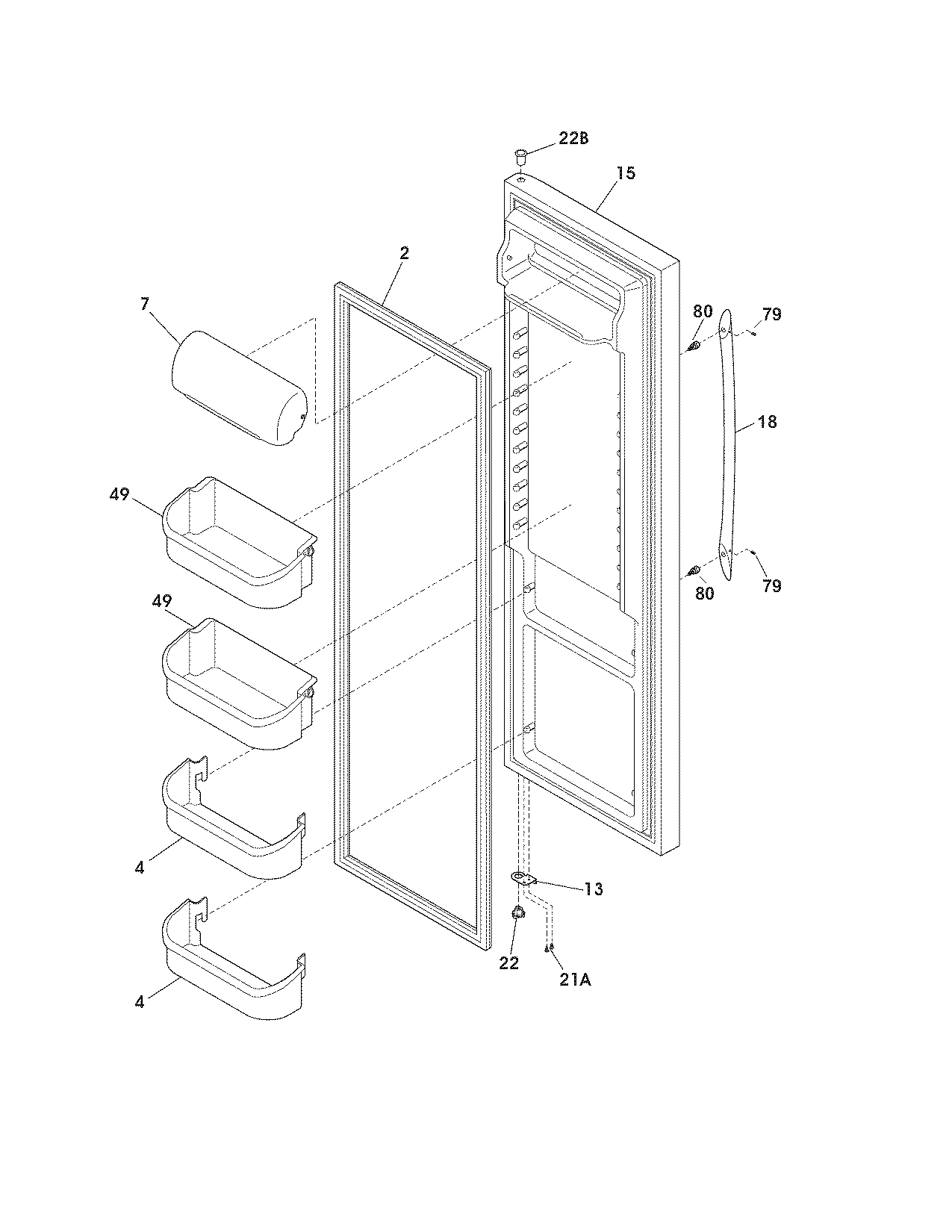 Frigidaire FRSH6KR5JW1 refrigerator door diagram