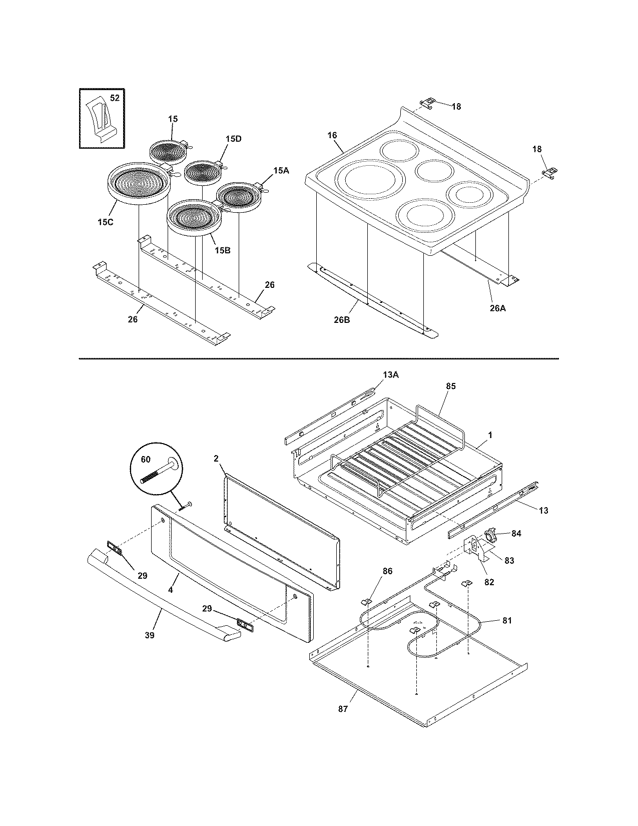 Electrolux EI30EF55GSB top/drawer diagram