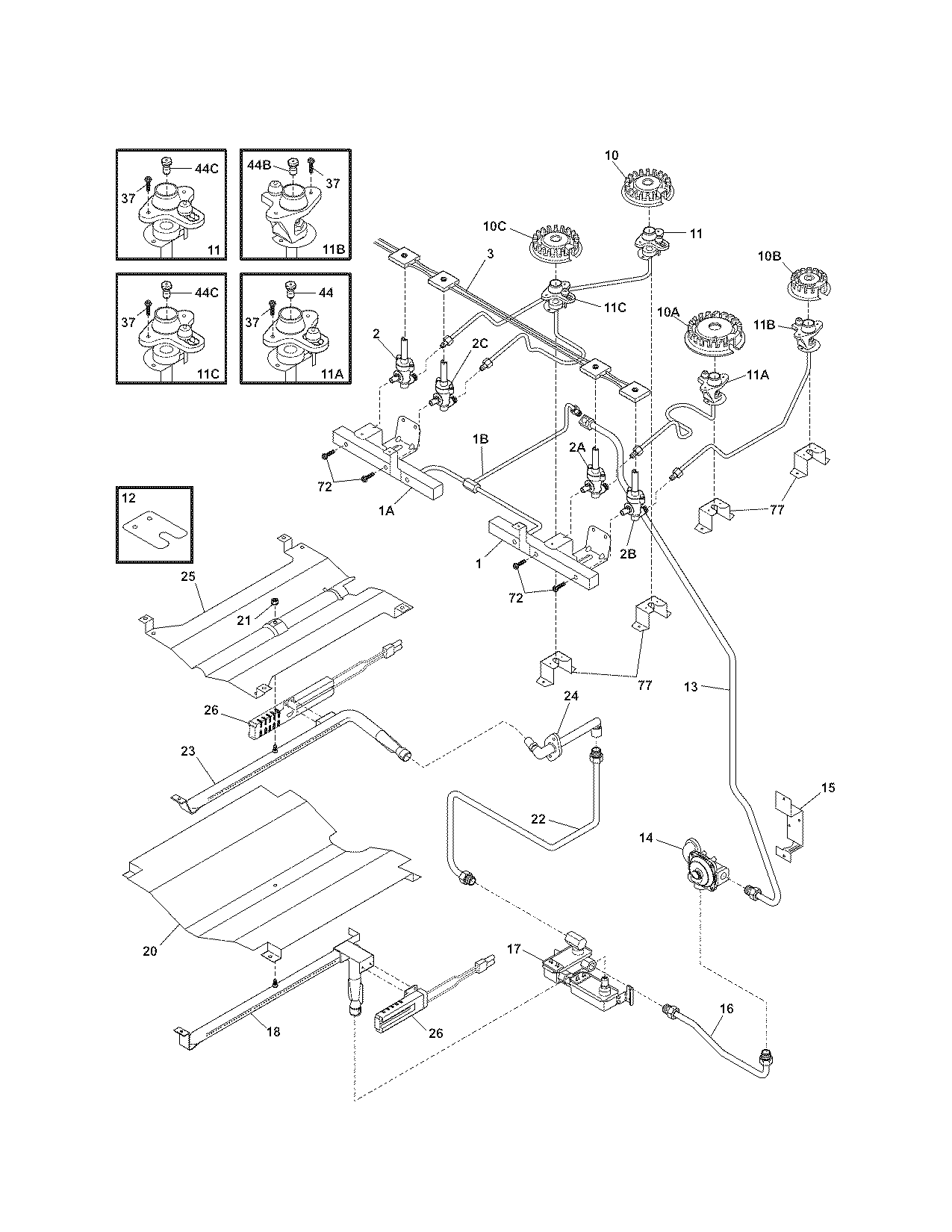 Kenmore 79036734701 burner diagram
