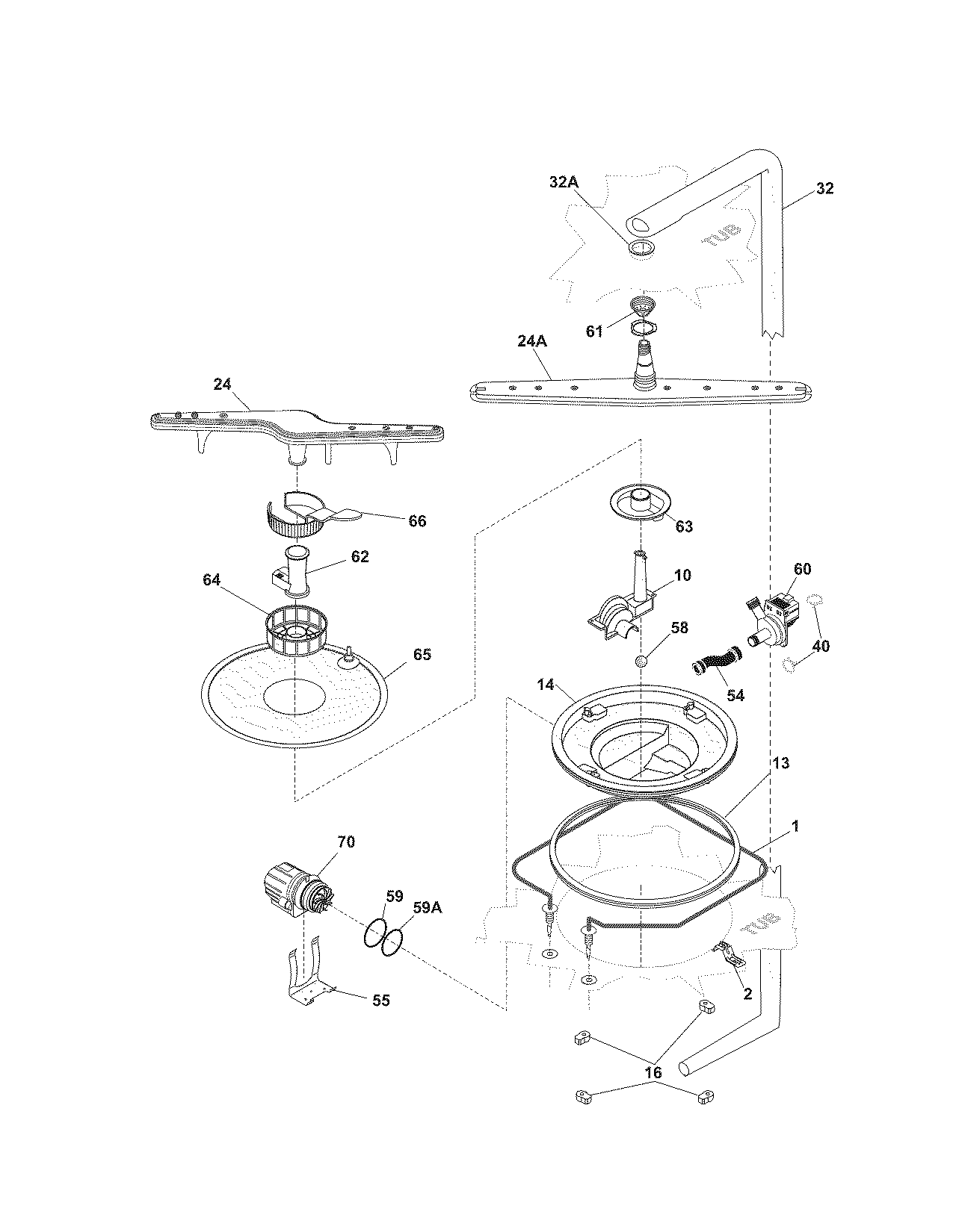 Kenmore 58717243800 motor & pump diagram