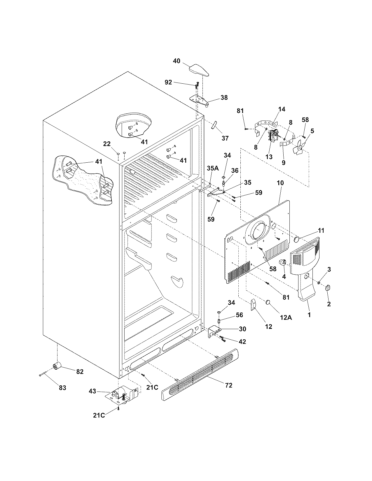 Kenmore 25365812509 cabinet diagram