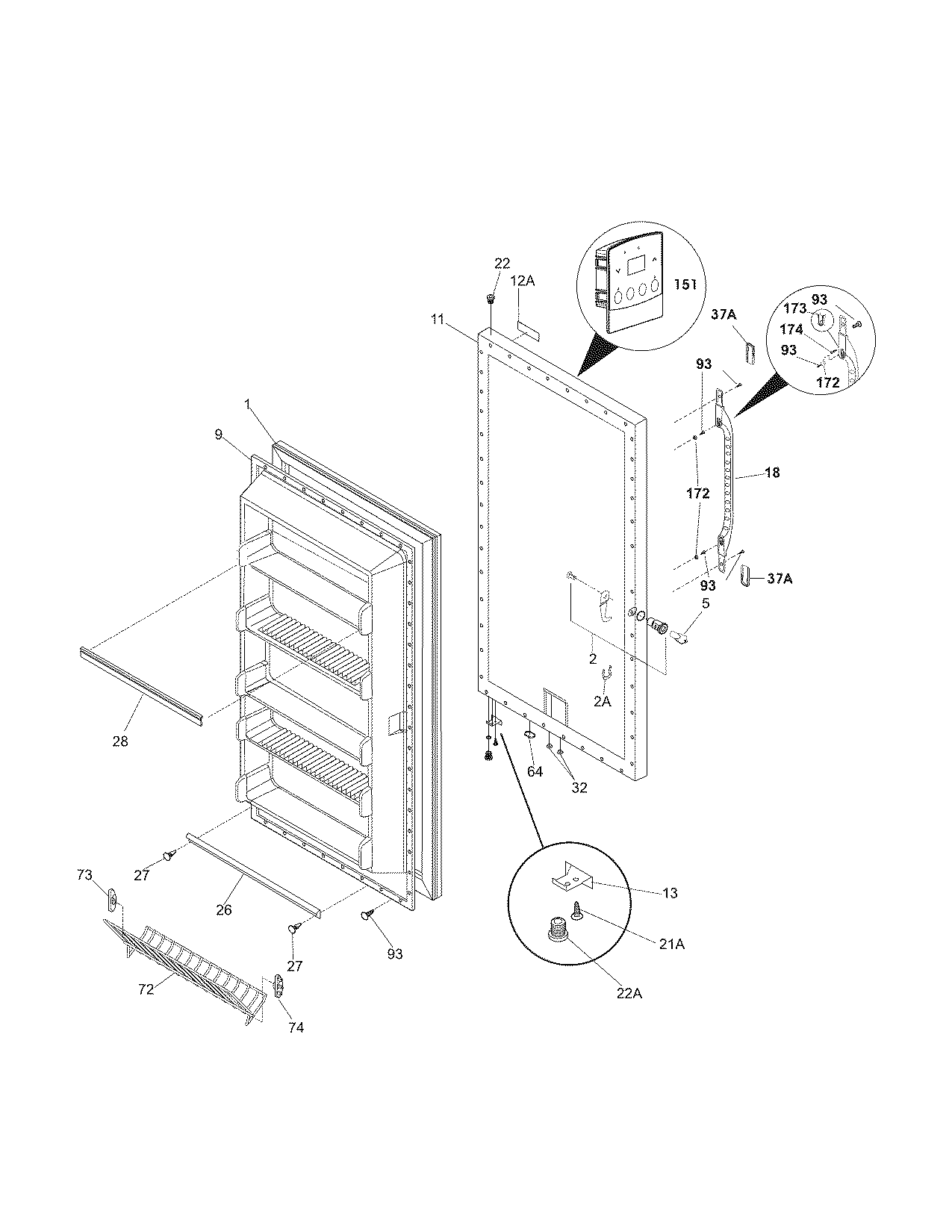 Kenmore 25328462801 door diagram