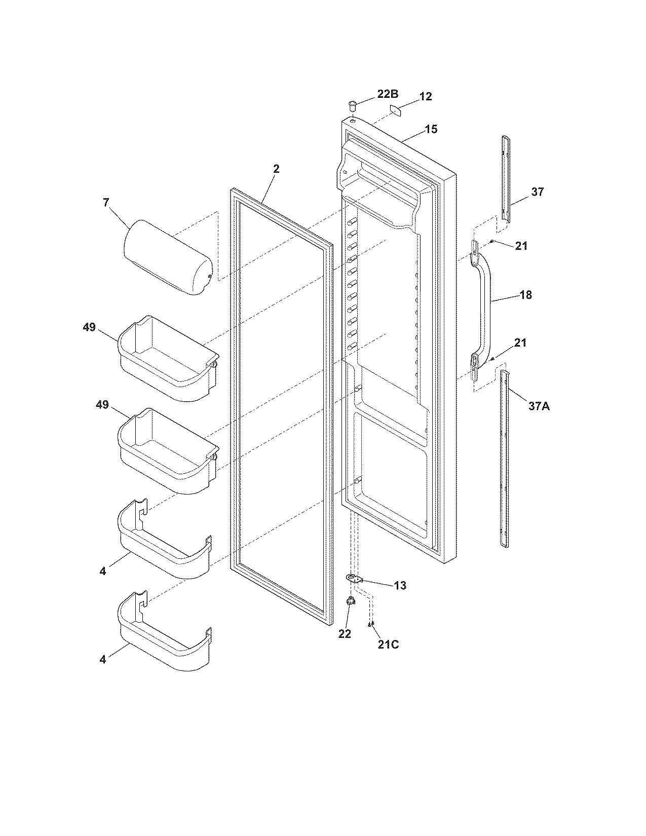 Crosley CRSE264JB1 refrigerator door diagram