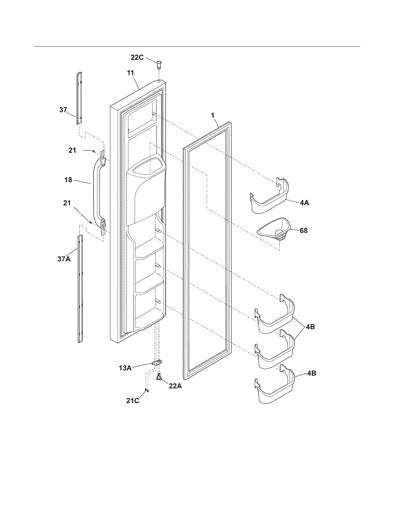Crosley CRSE234JW1 freezer door diagram