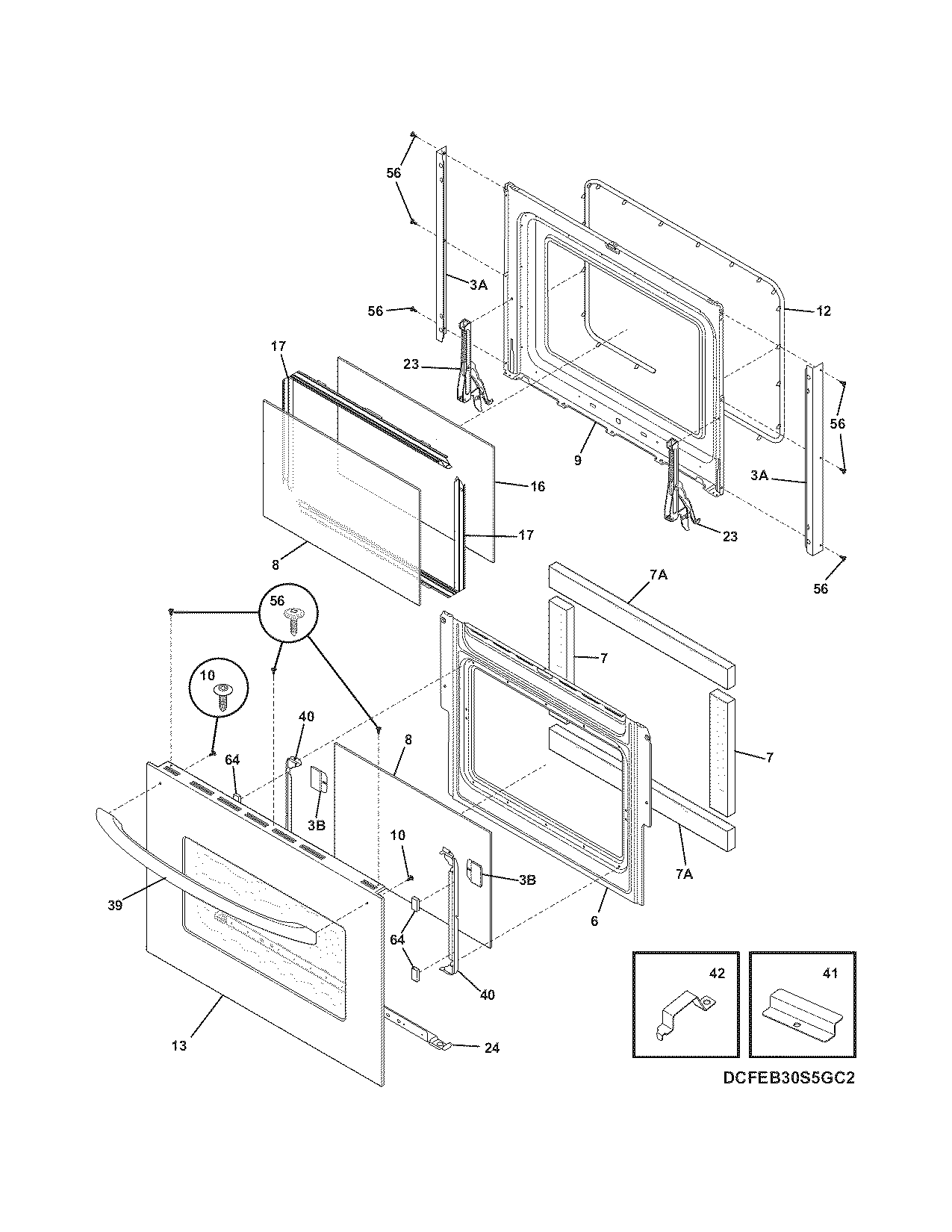Frigidaire FEB30S6FCD door diagram