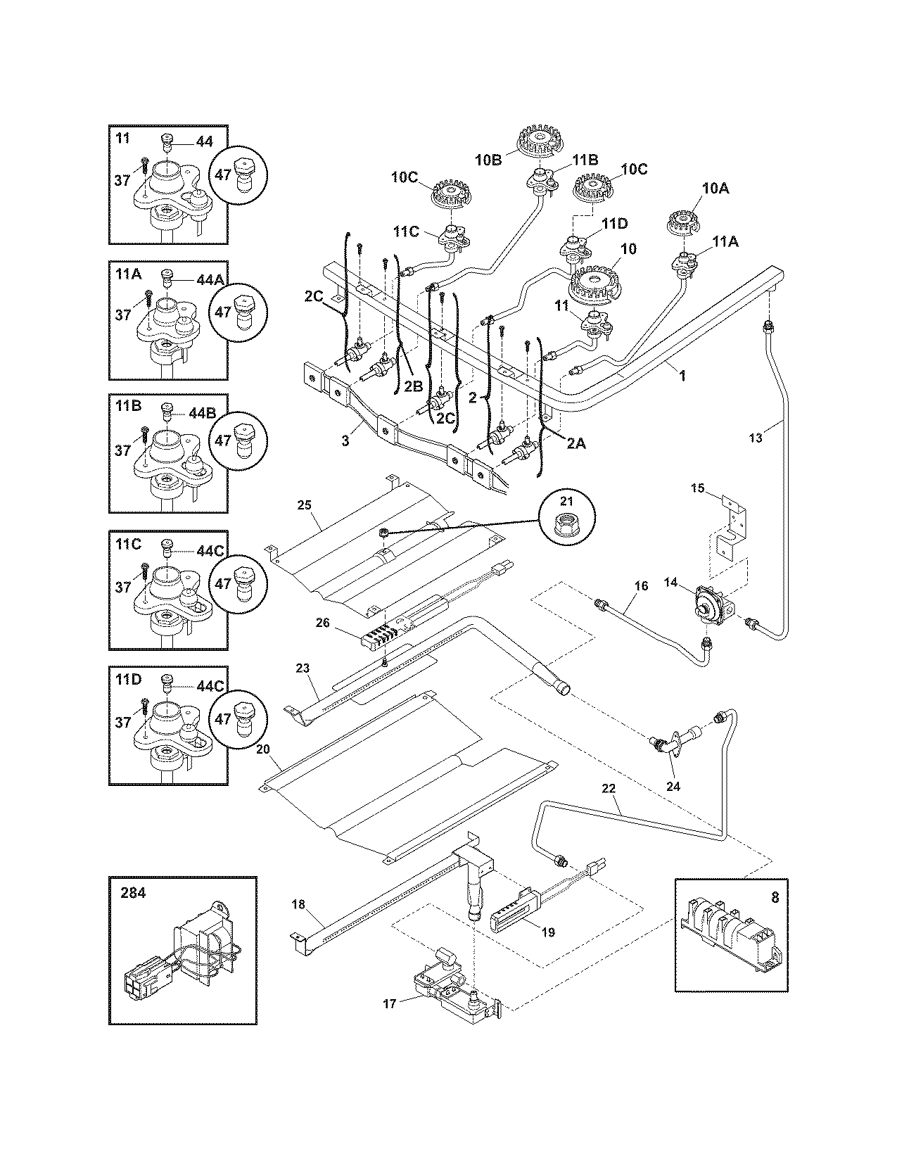 Electrolux EI30GF55GSB burner diagram