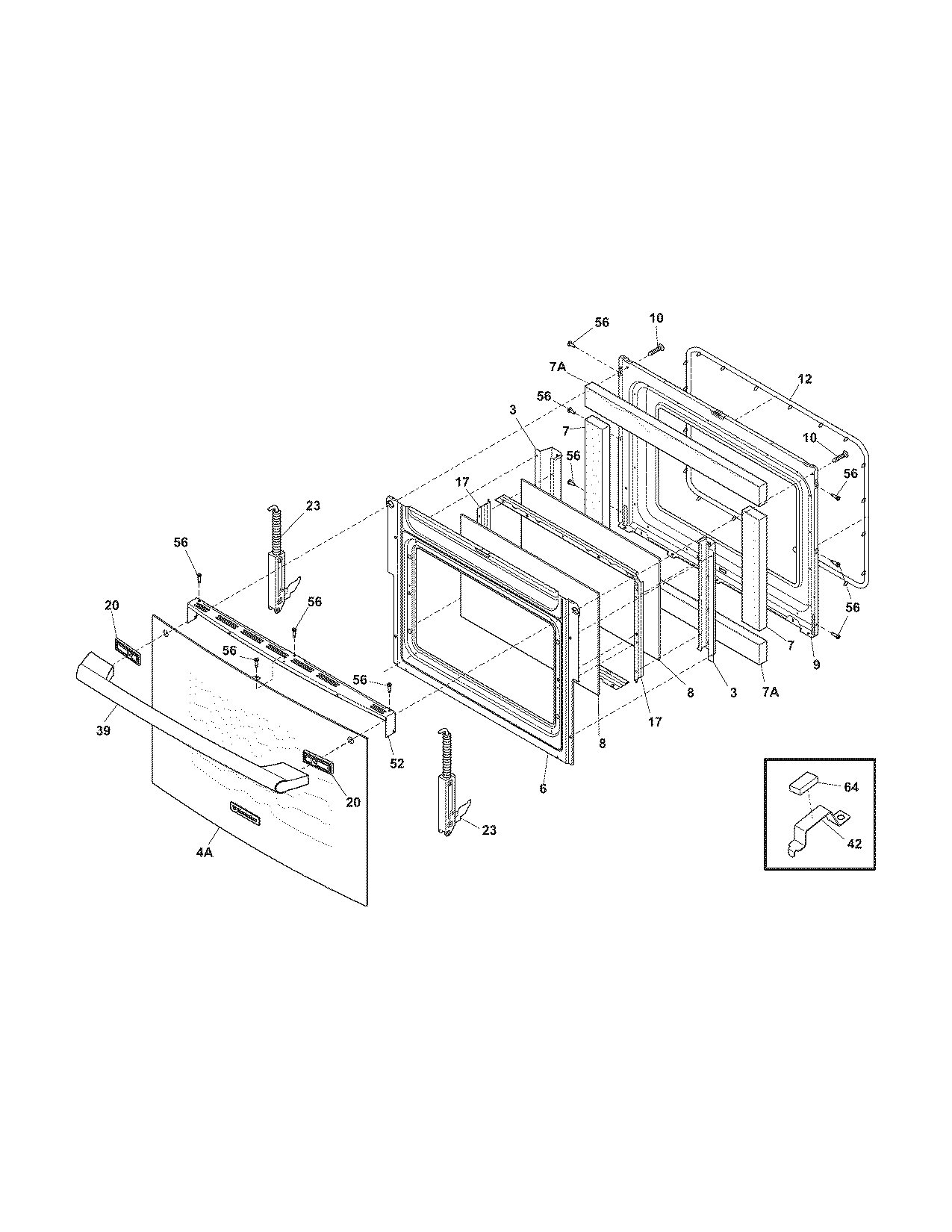 Electrolux EW30EW55GW3 door diagram