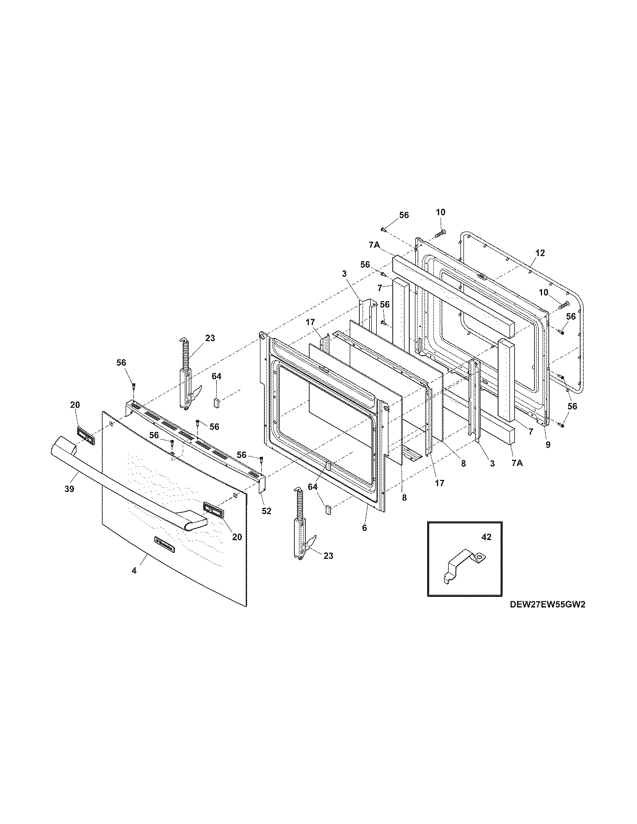 Electrolux EW27EW55GB3 door diagram