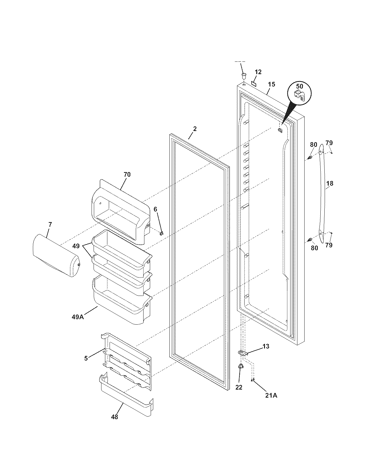 Kenmore Elite 2534438940B refrigerator door diagram