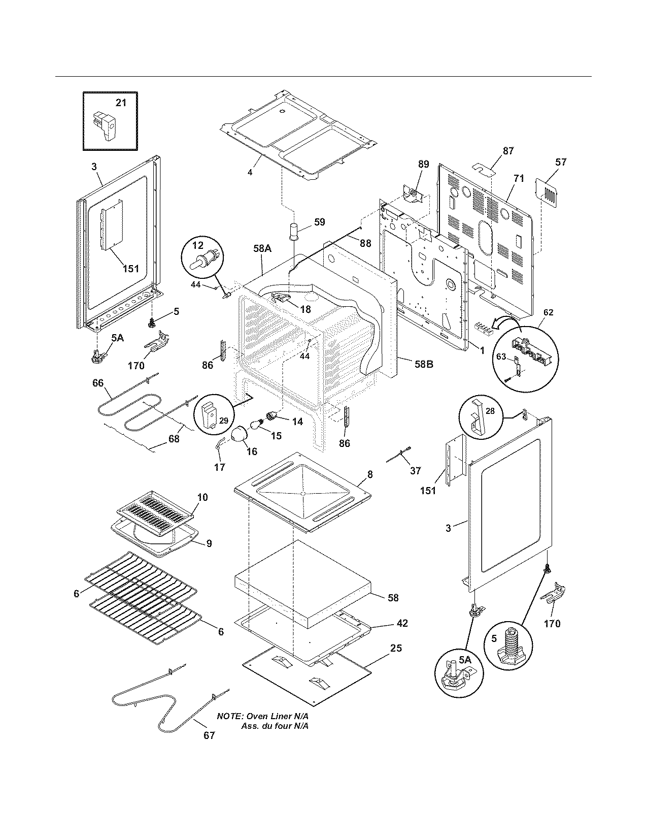 White-Westinghouse WEF351ESC body diagram