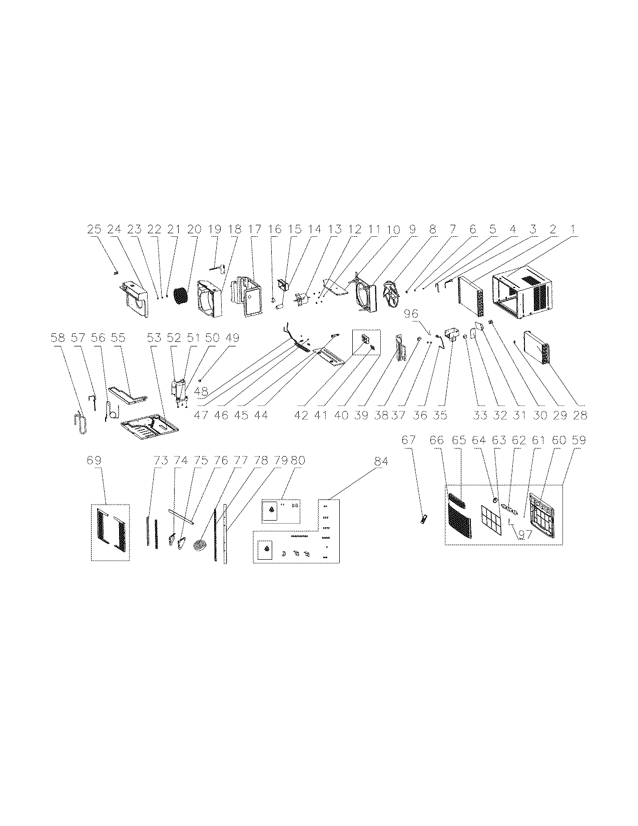 Frigidaire FAM156R1A16 recommended spare parts diagram
