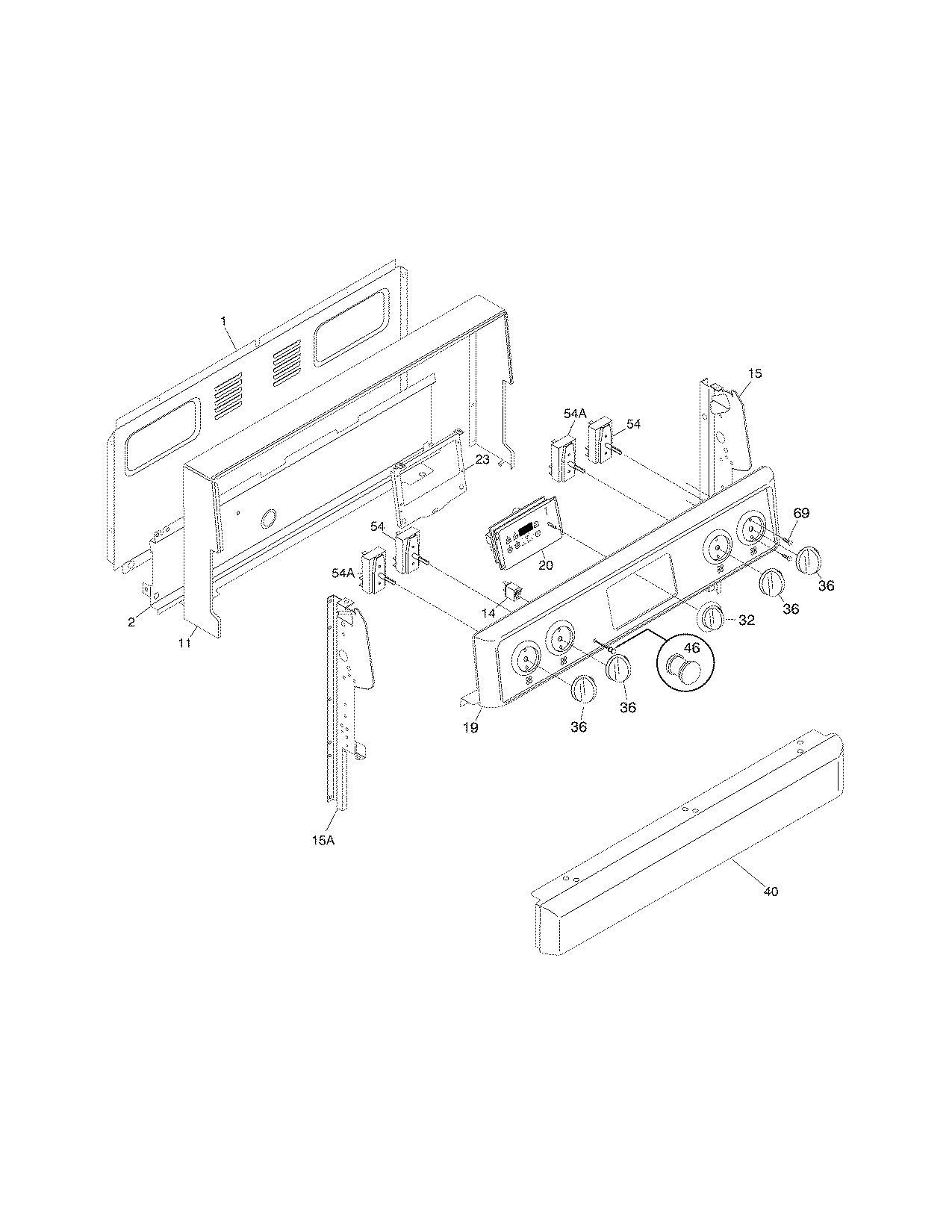 Frigidaire FEF363SGWB backguard diagram