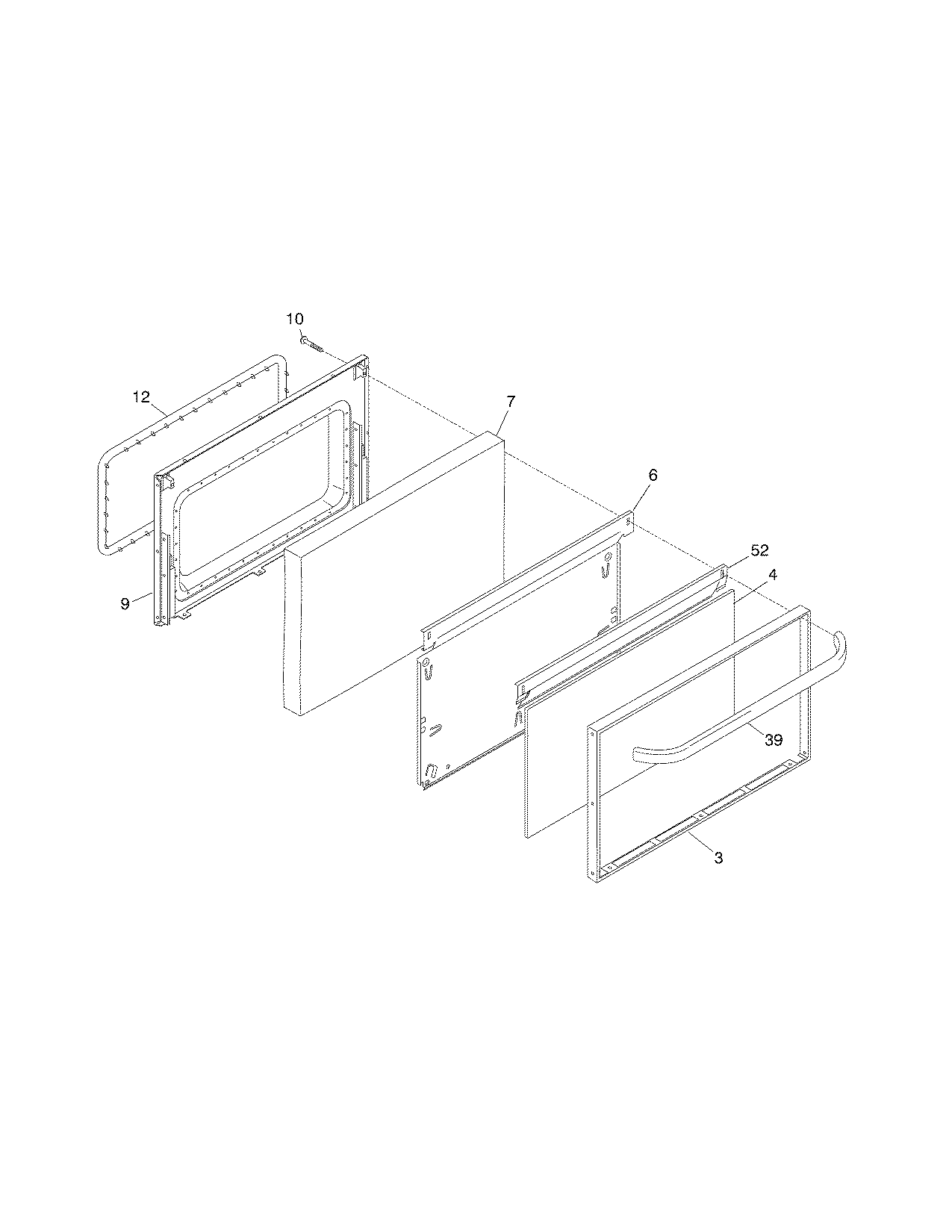 Frigidaire FEF363SGWB door diagram